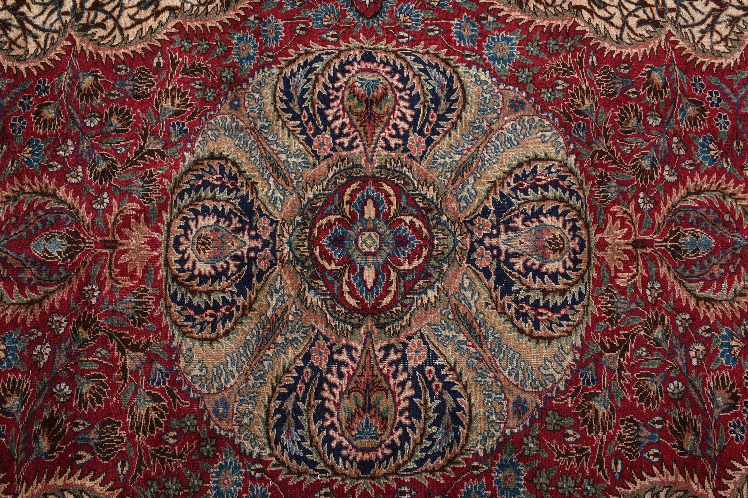 Kırmızı 7.3x11.3 ft Büyük Boy Halı, Salon Halısı, Türk Halıları, Vintage Halı, Antika Halı, Oturma Odası Halısı, Yün Halı, Retro Halı