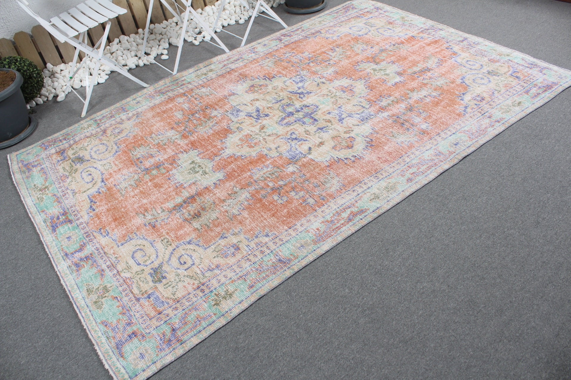 Dining Room Rugs, Vintage Rug, Turkish Rug, Nomadic Rug, 5.6x8.7 ft Large Rugs, Moroccan Rug, Salon Rug, Orange Oriental Rug, Antique Rug