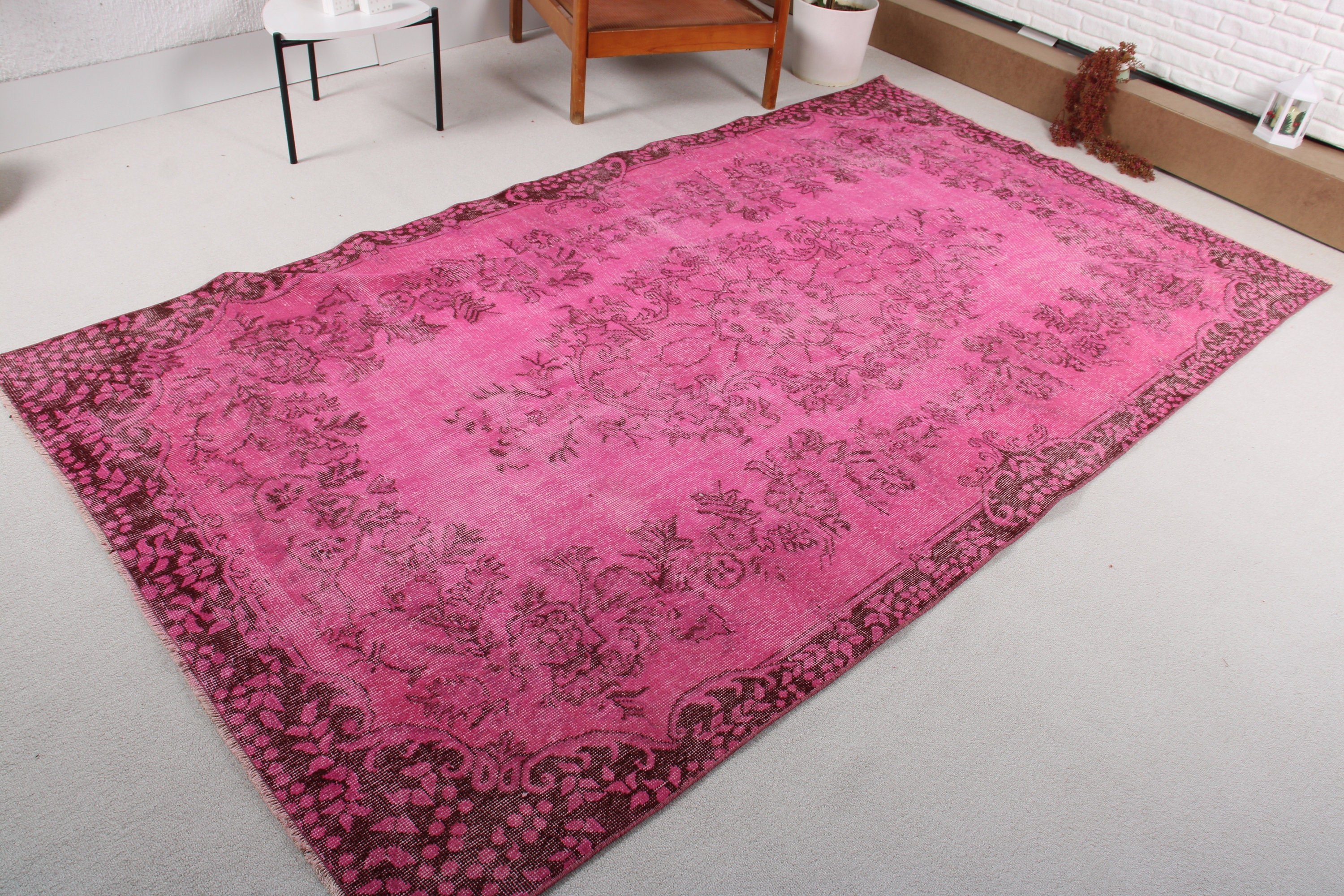 5.3x9.2 ft Büyük Halı, Türk Halısı, Büyük Boho Halıları, Oturma Odası Halısı, Aztek Halısı, Vintage Halı, Nötr Halılar, Pembe Yatak Odası Halıları, Geometrik Halı