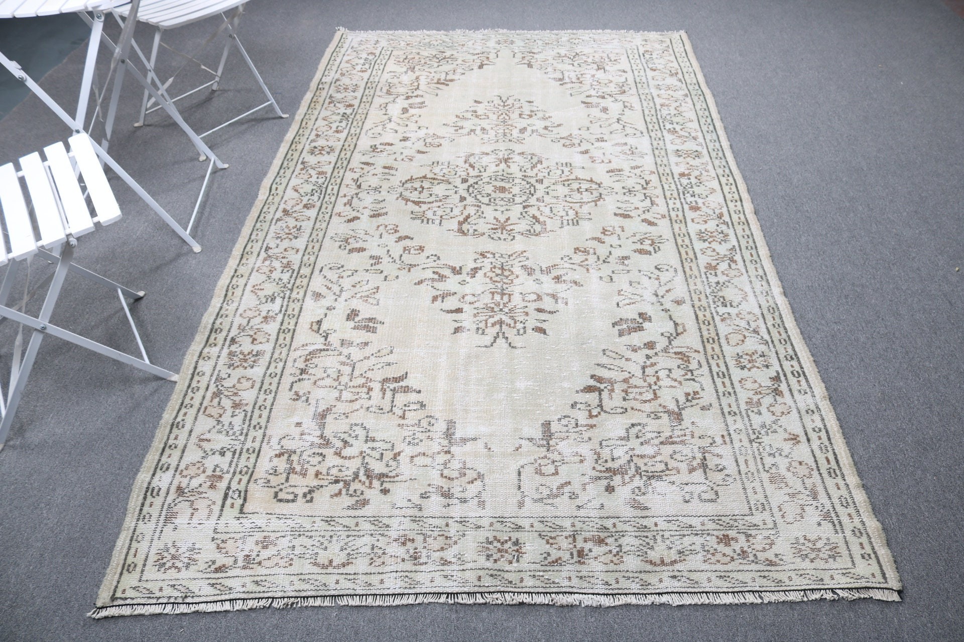 Bohem Halılar, Yer Halıları, Oturma Odası Halıları, Türk Halısı, 5x8,6 ft Büyük Halılar, Yemek Odası Halıları, Gri Nötr Halı, Yün Halılar, Vintage Halı