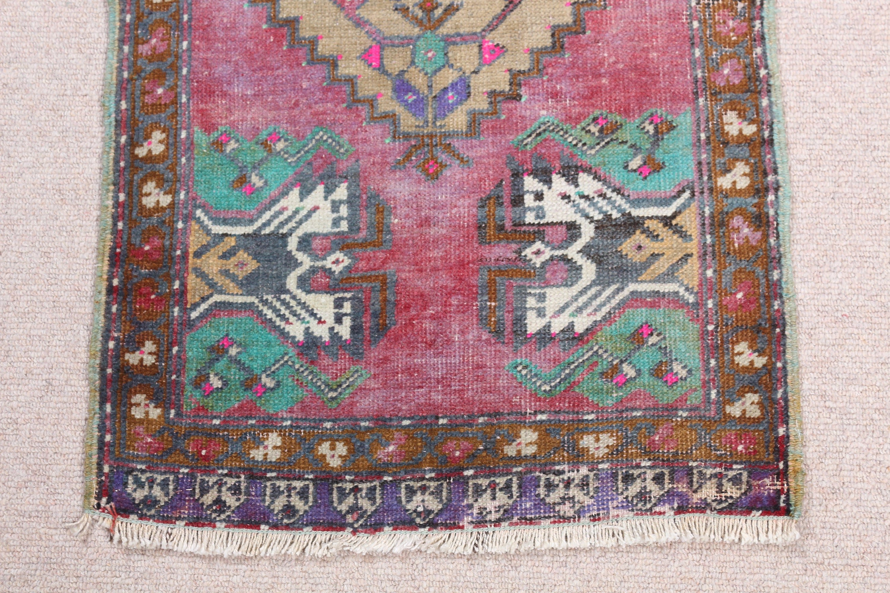 Vintage Halı, Giriş Halısı, Yer Halısı, Türk Halıları, Kahverengi Mutfak Halısı, Düz Dokuma Halı, 1.6x2.9 ft Küçük Halı, Duvara Asılı Halı