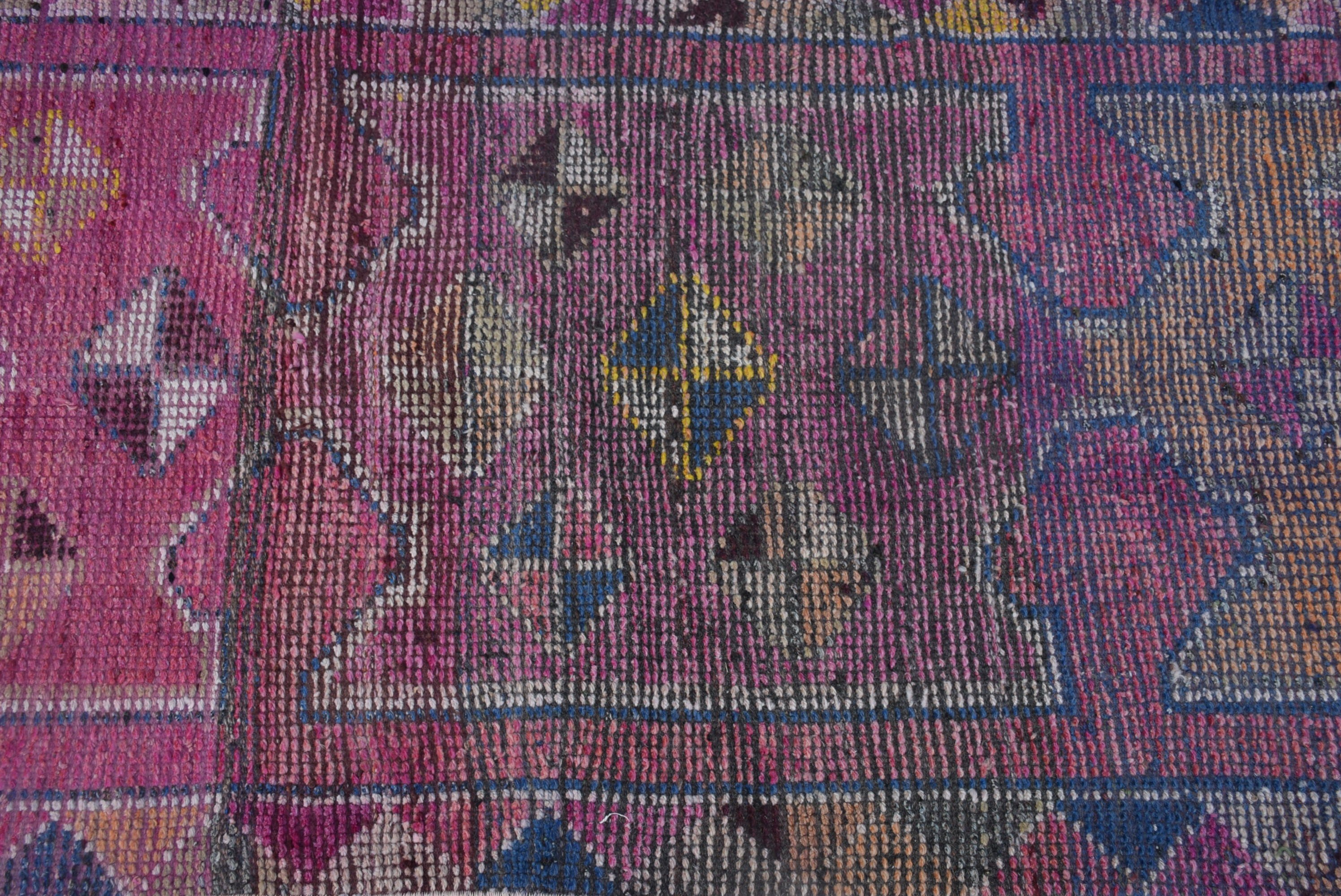 Stair Rug, Turkish Rug, Rugs for Stair, Corridor Rug, 2.8x9.5 ft Runner Rugs, Vintage Rug, Purple Antique Rug, Wool Rugs, Bedroom Rug