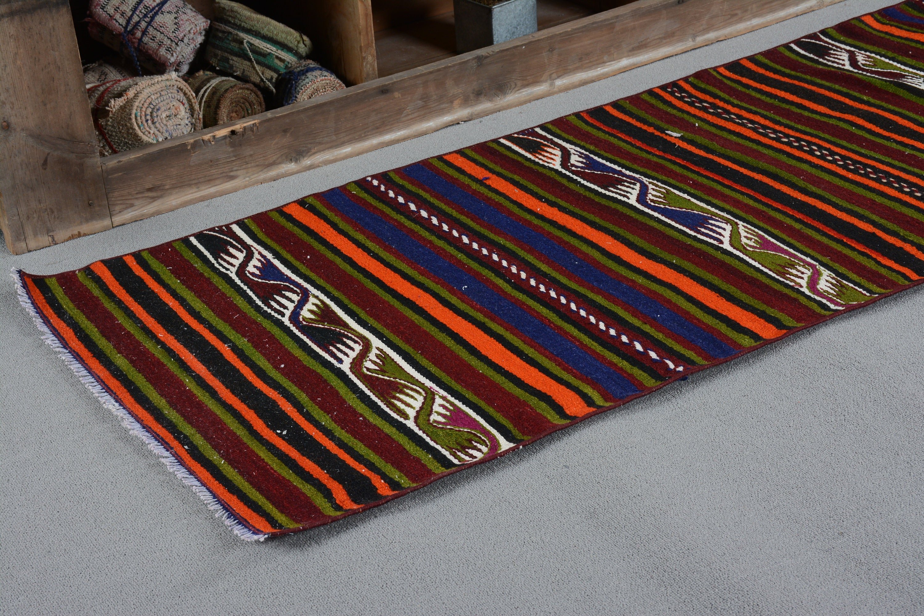 Türk Halıları, Merdiven Halısı, Fas Halıları, Turuncu Zemin Halısı, Vintage Halılar, Kilim, Koridor Halısı, 2.3x6.4 ft Runner Halıları, Ev Dekorasyonu Halısı