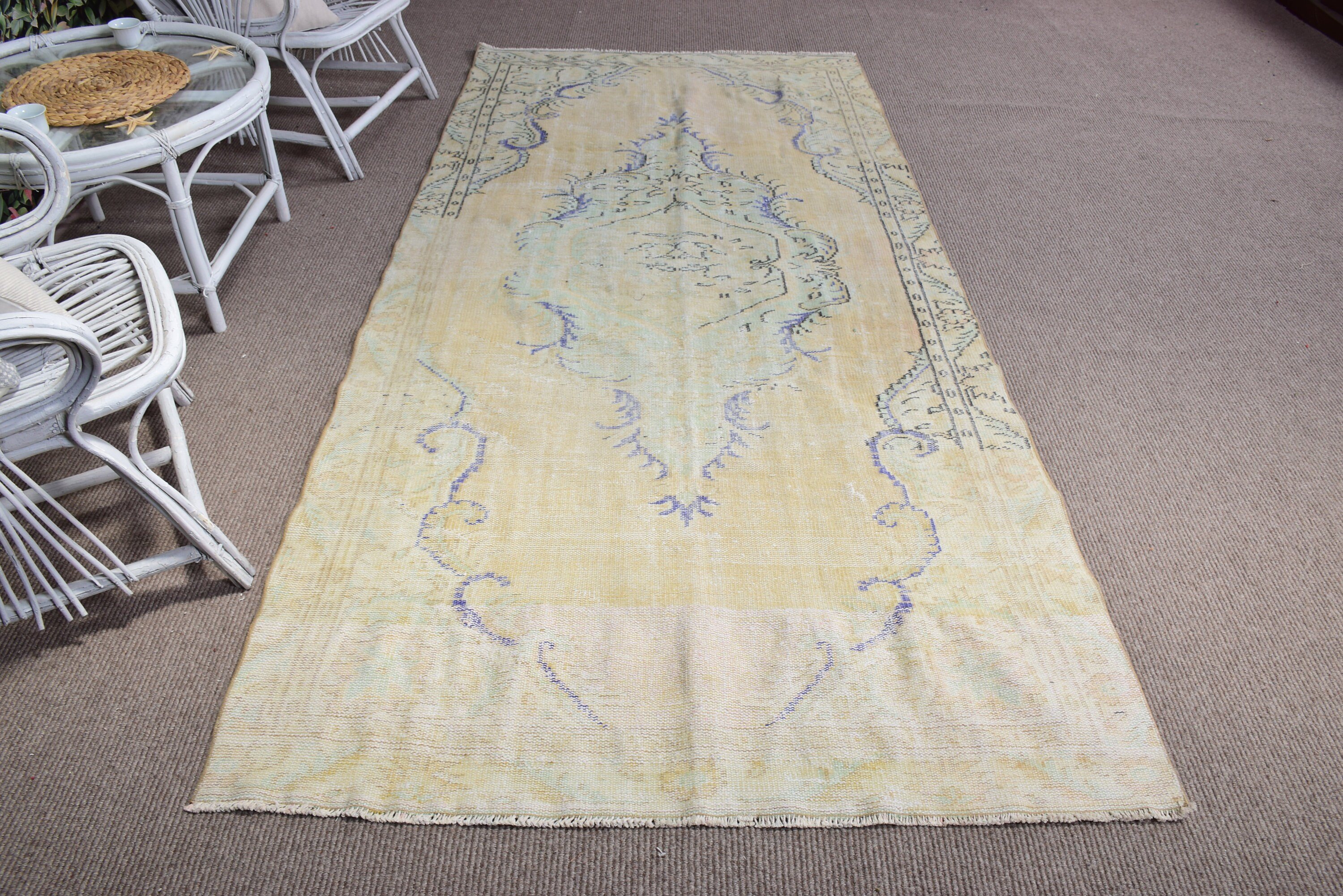 Vintage Rugs, Vintage Area Rug, Exotic Rugs, Oriental Rugs, 4.4x8.9 ft Area Rug, Floor Rugs, Beige Kitchen Rug, Statement Rug, Turkish Rugs