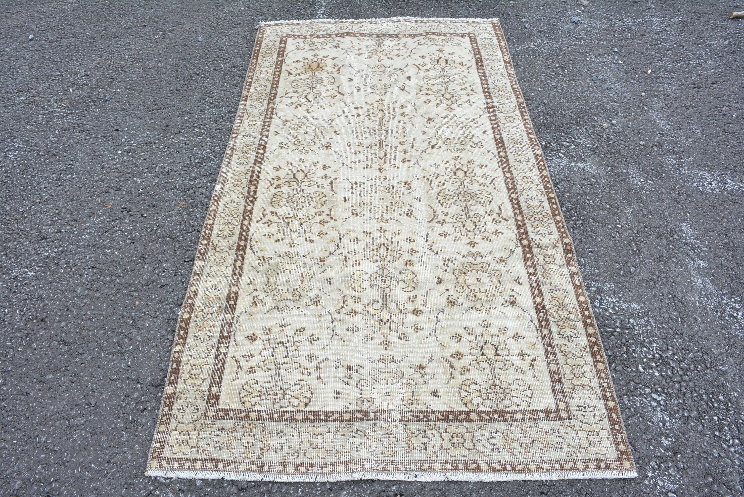 Pale Rug, Turkish Rug, Floor Rug, Vintage Rugs, Home Decor Rug, Rugs for Nursery, Oushak Rug, Vintage Handmade Rugs, 3.7x6.9 ft Area Rug