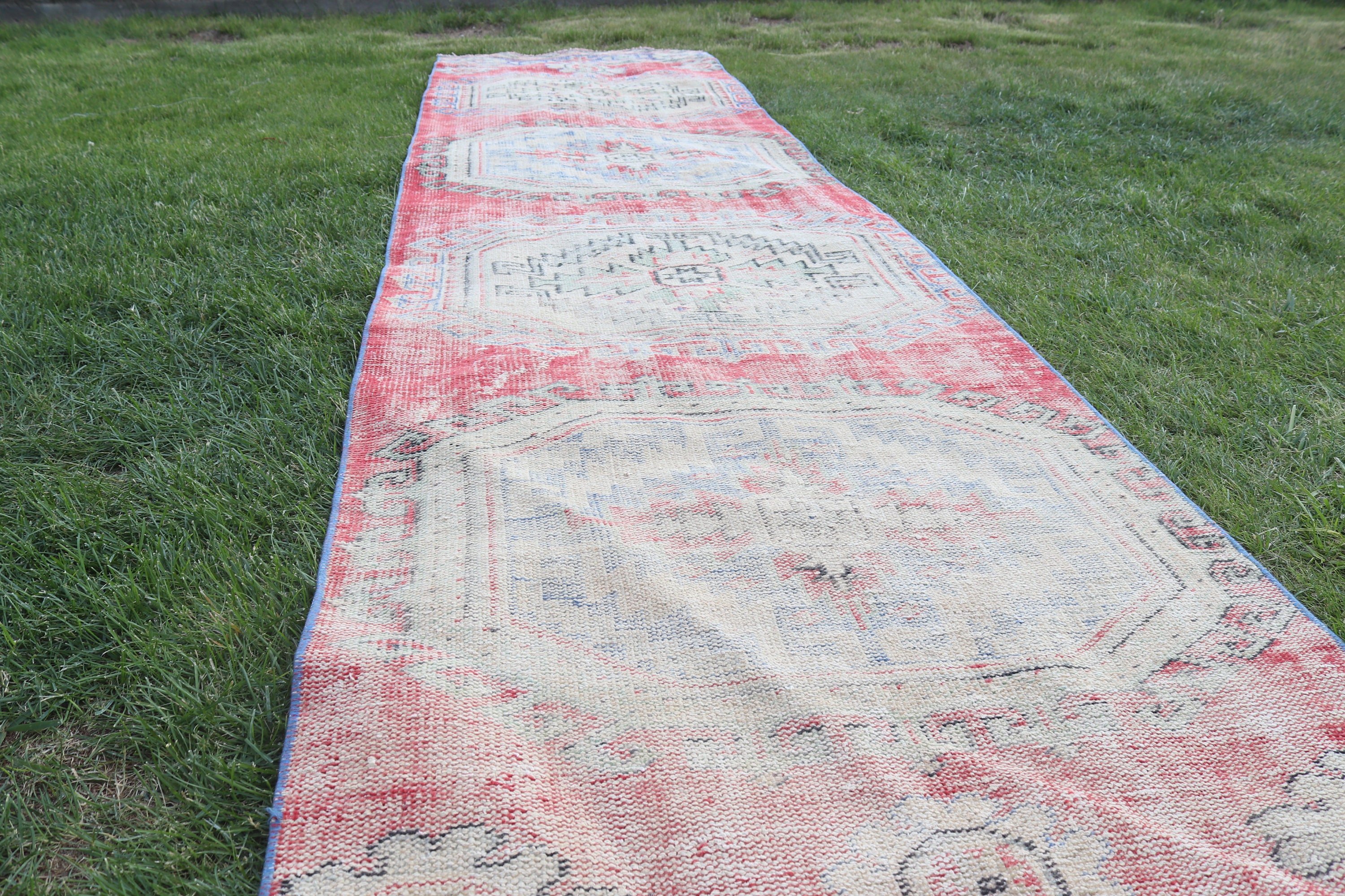 3x12.4 ft Runner Halı, Antika Halı, Mutfak Halısı, Yer Halısı, Yün Halılar, Beni Ourain Runner Halıları, Bej Modern Halı, Vintage Halılar, Türk Halısı