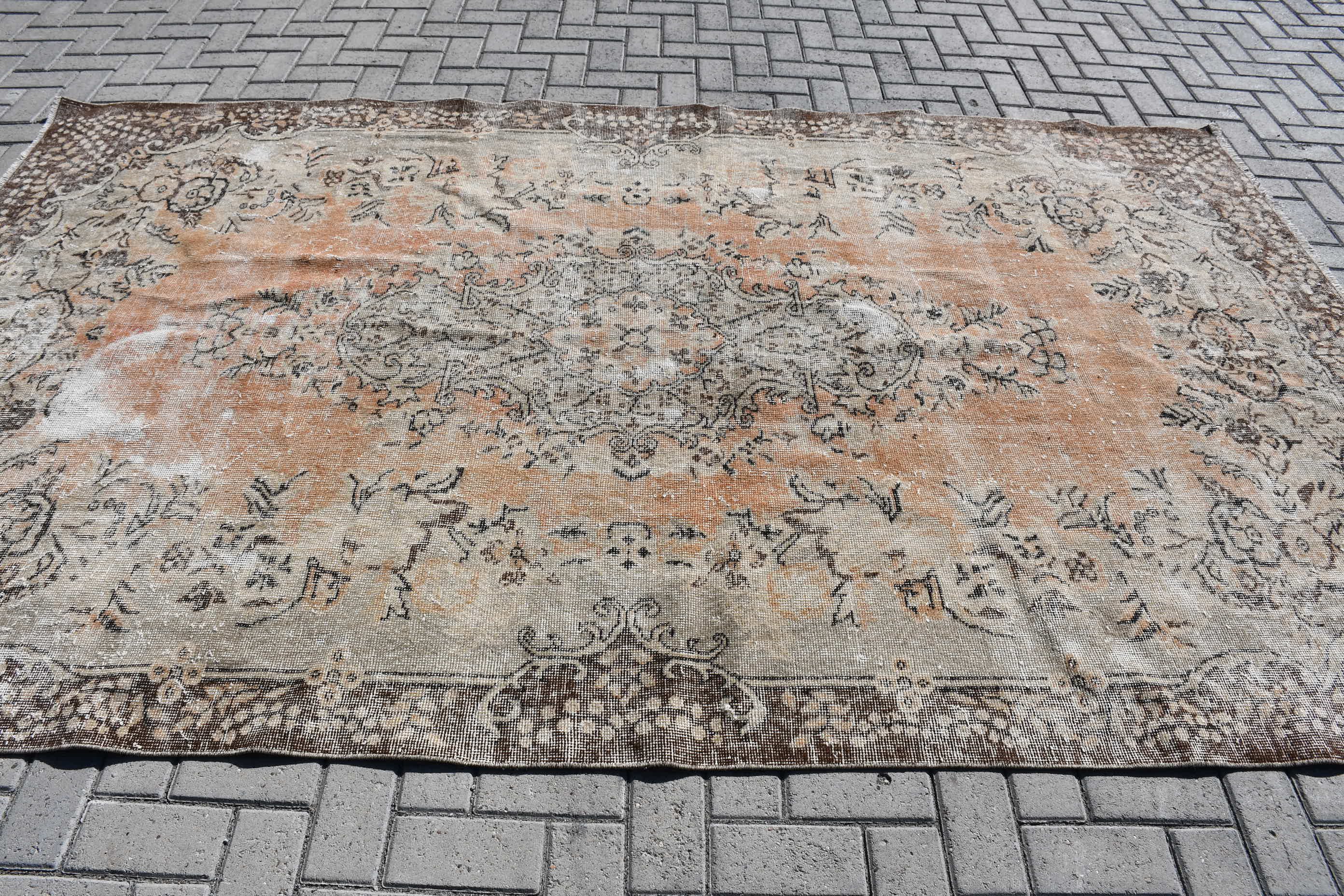 Vintage Rug, Cool Rug, Art Rug, Turkish Rug, Dining Room Rugs, 6.1x10.1 ft Large Rug, Beige Antique Rugs, Home Decor Rug, Salon Rug