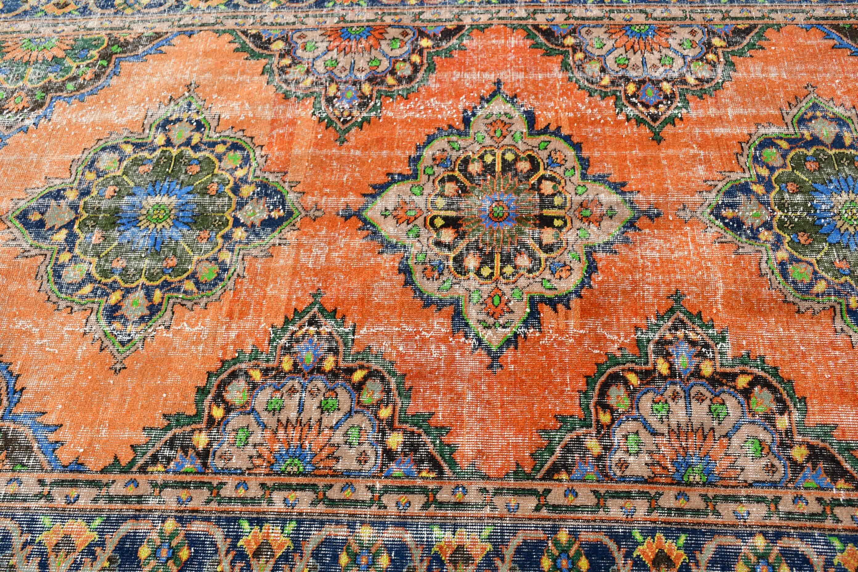 Orange Anatolian Rugs, Wool Rug, Turkish Rug, Hallway Rugs, Old Rug, Vintage Rugs, 4.7x12.6 ft Runner Rugs, Rugs for Hallway, Kitchen Rug