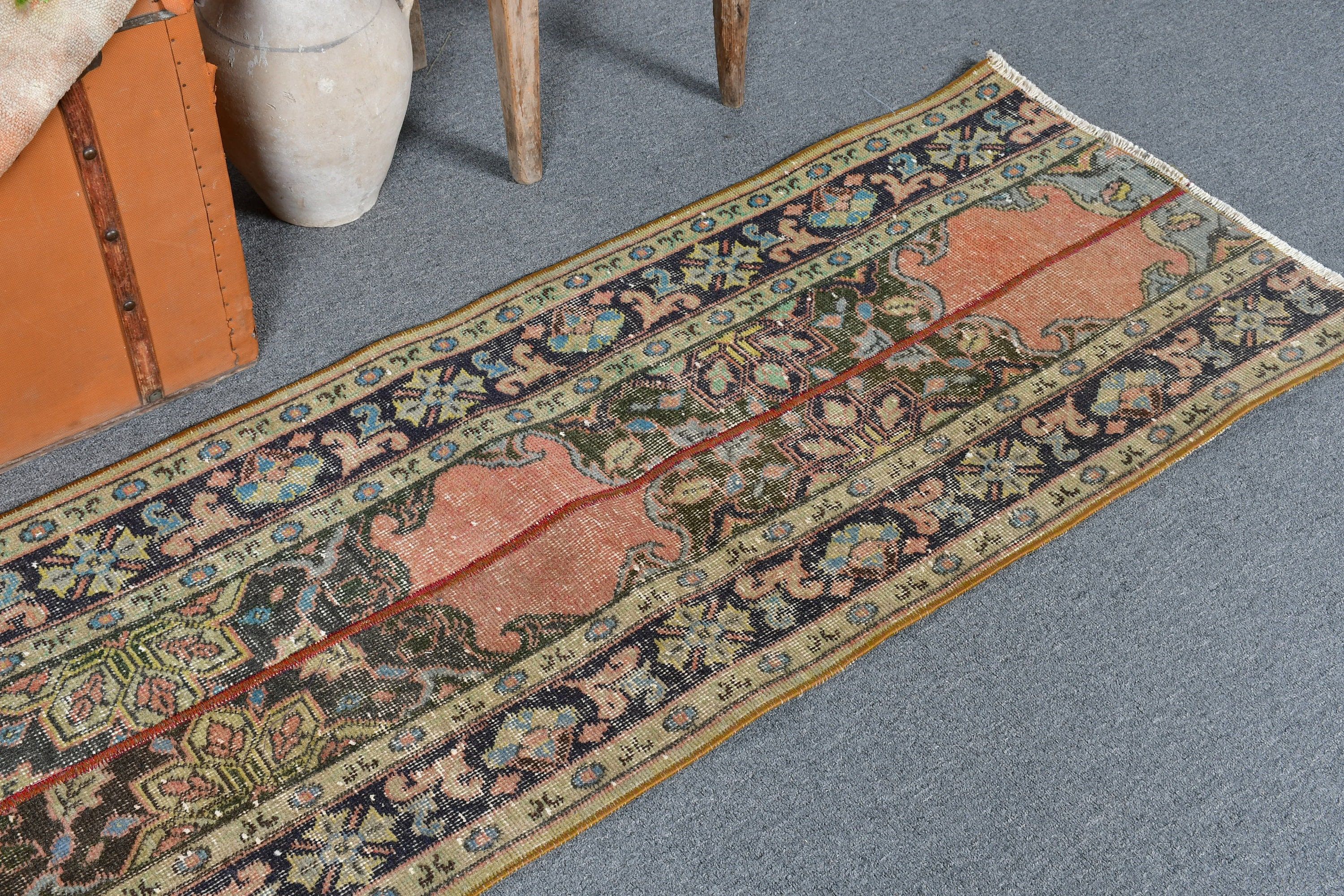 Stair Rug, Antique Rug, Rugs for Runner, Green Bedroom Rug, Vintage Rugs, Corridor Rug, 1.9x10.1 ft Runner Rug, Turkish Rugs, Cool Rug