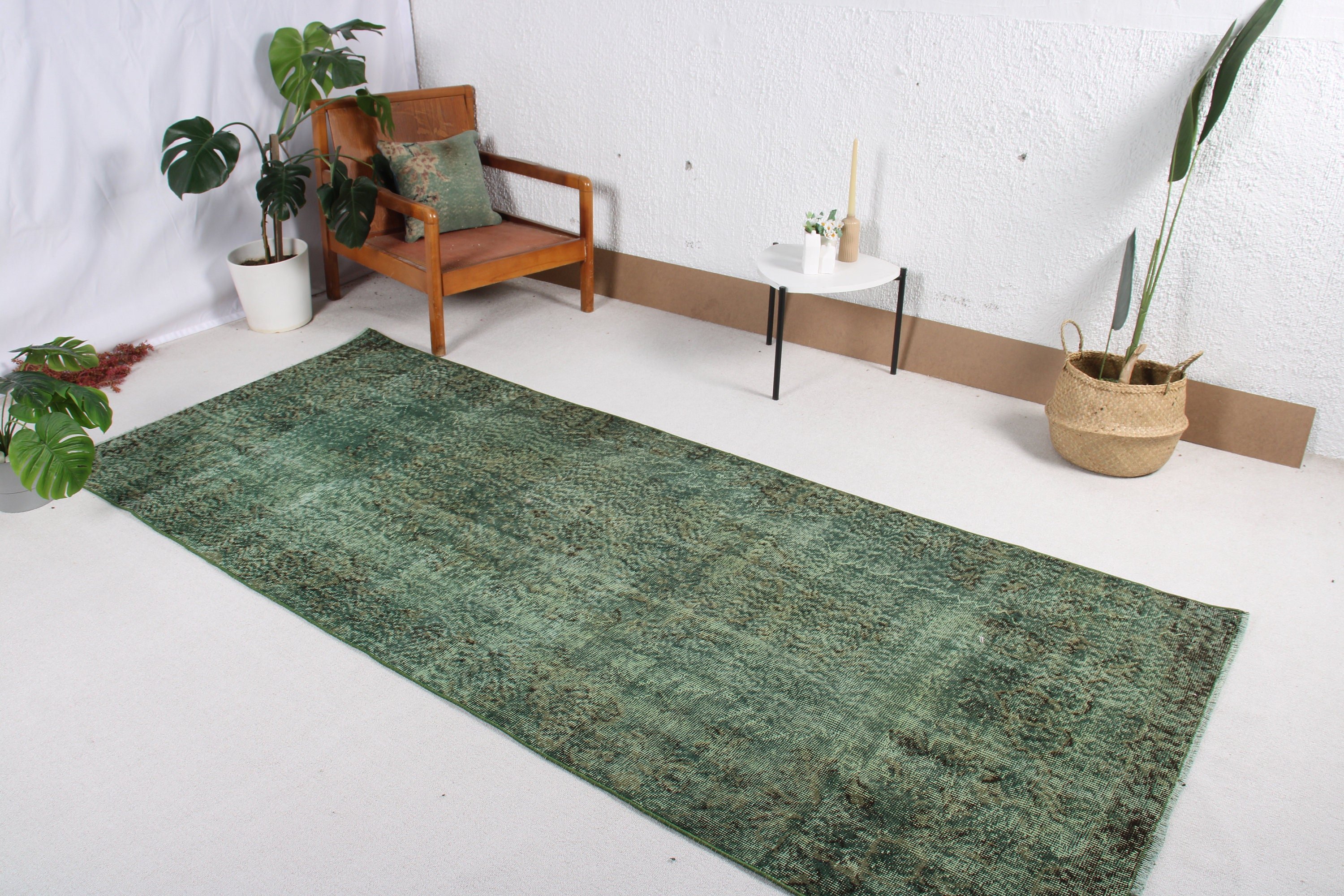 Green Flatweave Rug, Wool Rug, Vintage Area Rug, 3.9x9.2 ft Area Rugs, Moroccan Rugs, Floor Rug, Vintage Rugs, Turkish Rugs, Boho Area Rugs