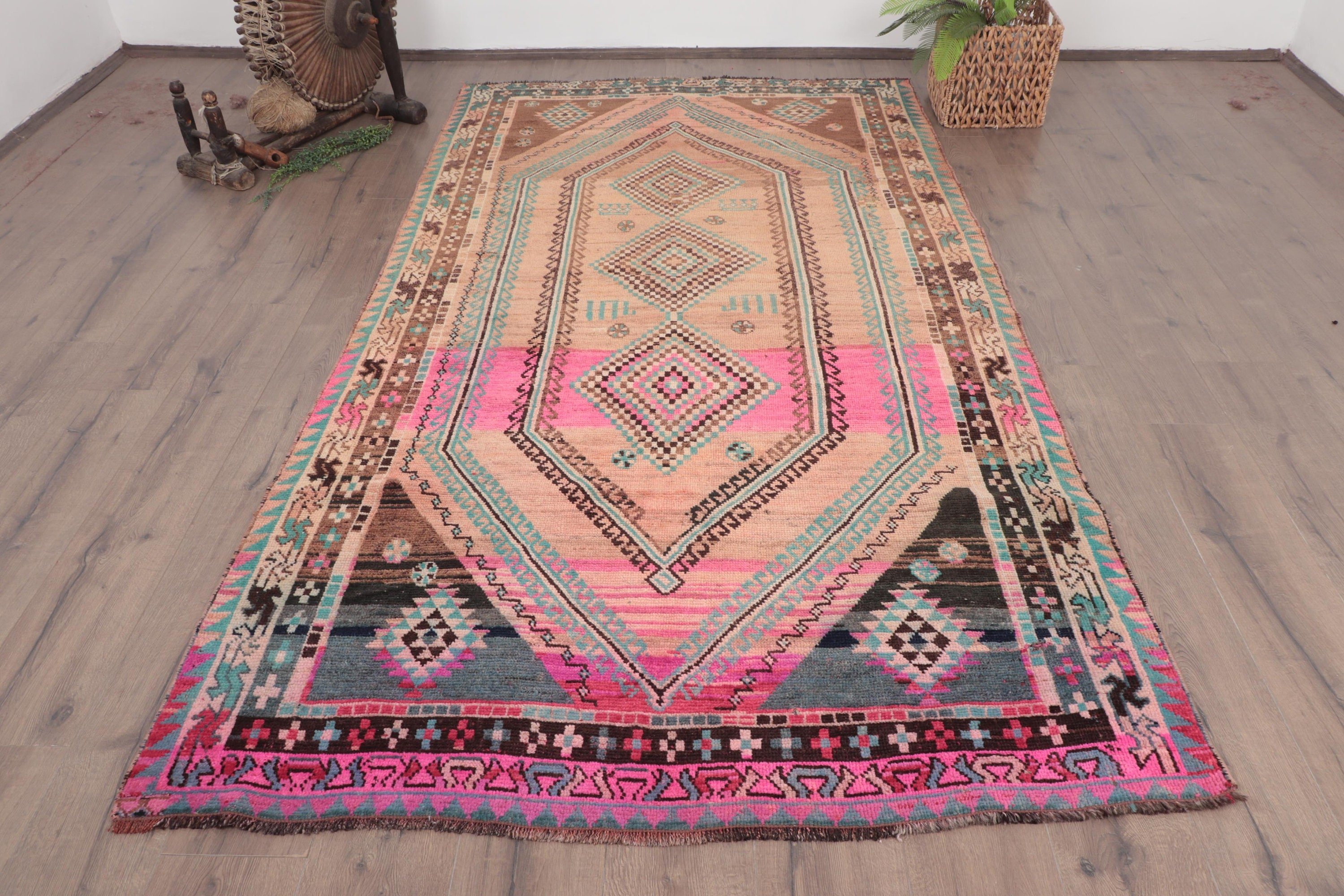 Vintage Halılar, Pembe Lüks Halılar, Türk Halıları, Büyük Boho Halıları, Harika Halılar, 4,9x8,9 ft Büyük Halılar, Büyük Vintage Halı, Düz Dokuma Halı