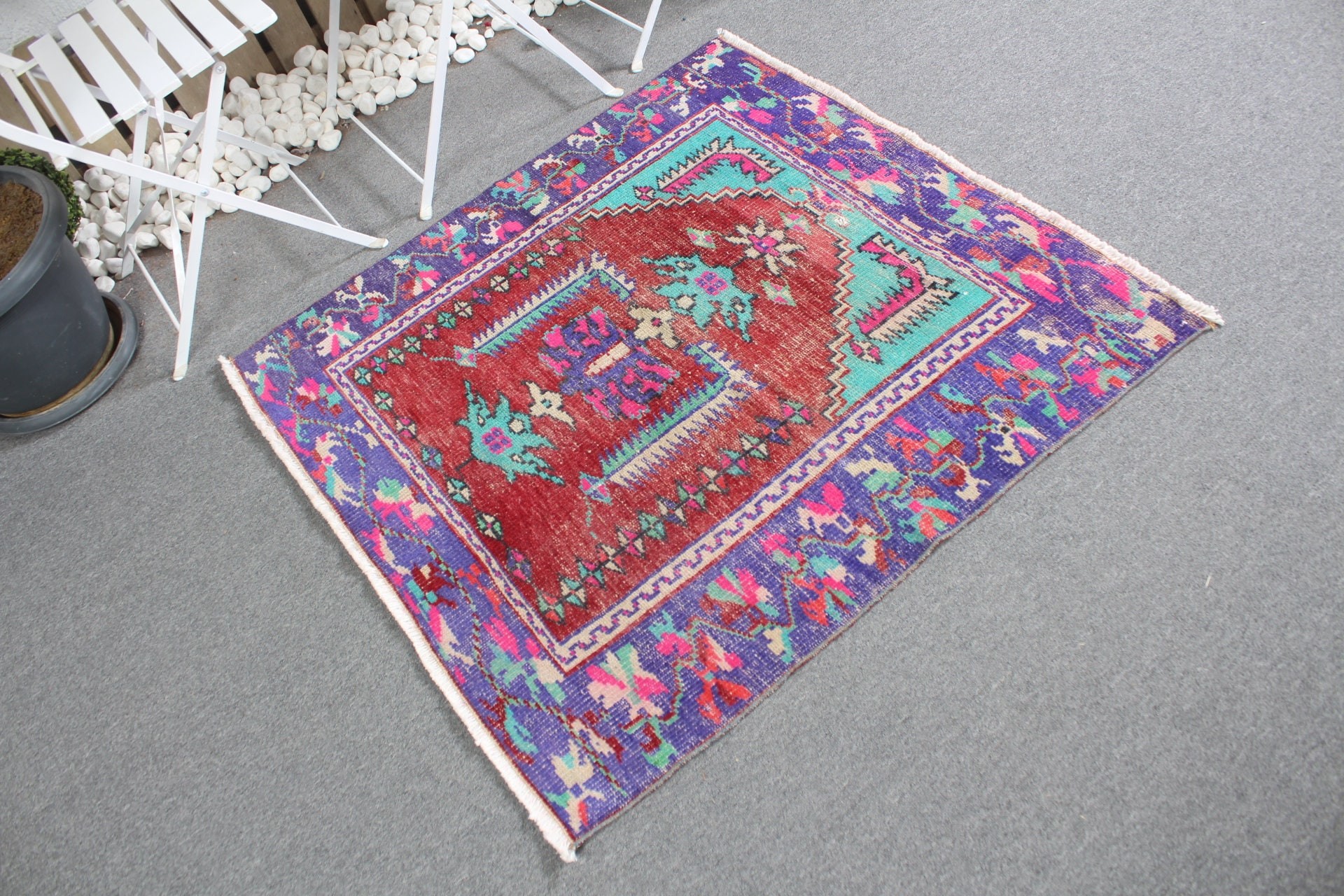 Turkey Rug, Vintage Rug, Kitchen Rug, 3.6x3.6 ft Small Rugs, Red Oushak Rugs, Turkish Rug, Bathroom Rugs, Door Mat Rugs, Home Decor Rugs