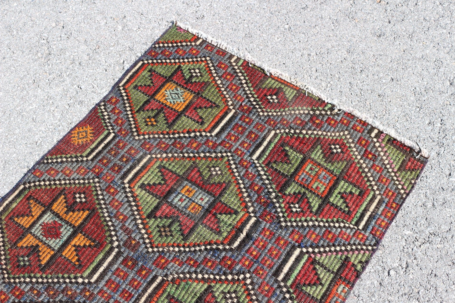 Türk Halısı, 2.7x4.3 ft Küçük Halı, Antika Halılar, Turuncu Oushak Halıları, Kilim, Çocuk Halıları, Mutfak Halısı, Vintage Halı, Ofis Halısı, Banyo Halıları