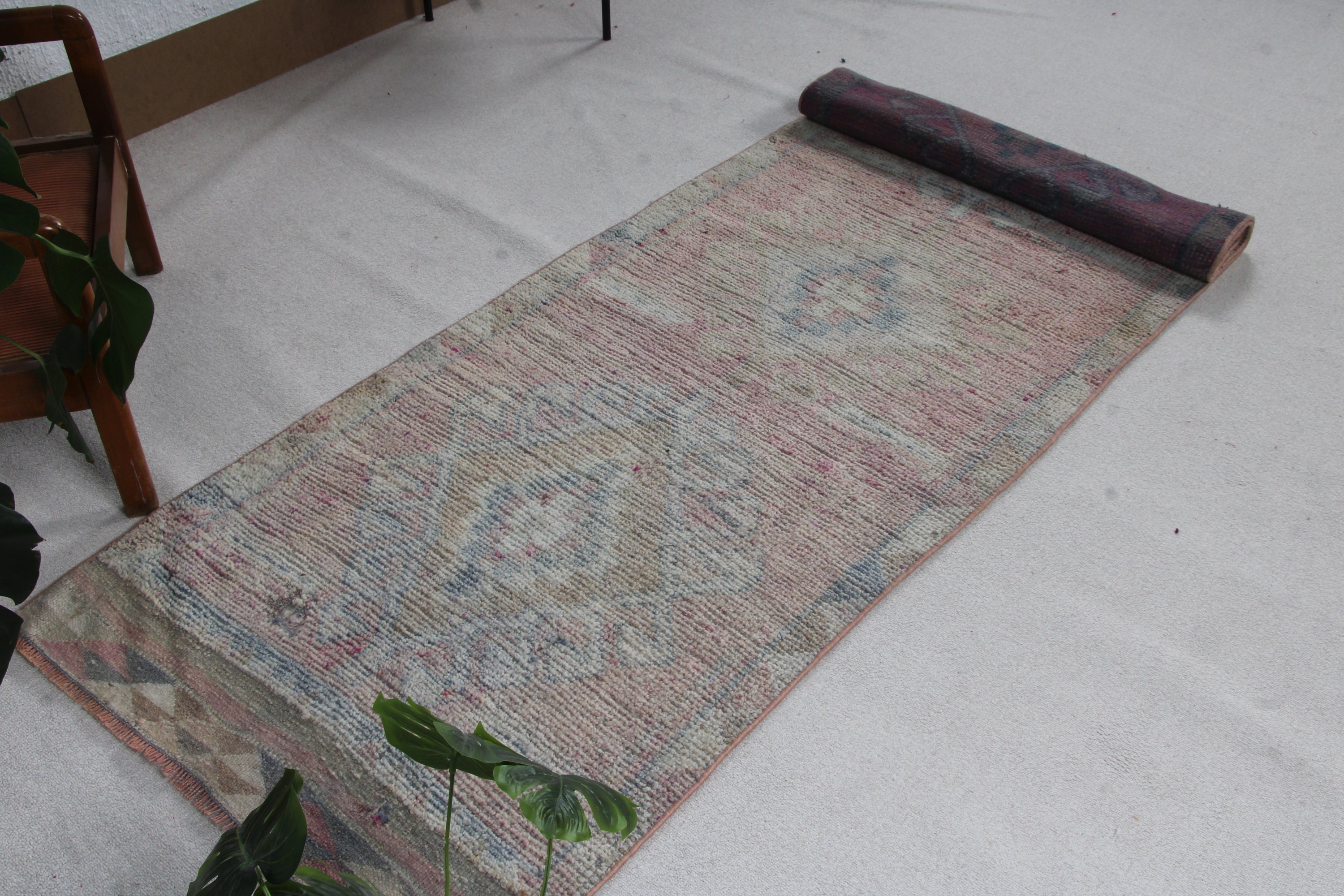 Lüks Halılar, Vintage Runner Halı, Türk Halıları, 3x10.4 ft Runner Halıları, Mavi Fas Halısı, Beni Ourain Runner Halısı, Vintage Halılar, Nötr Halı