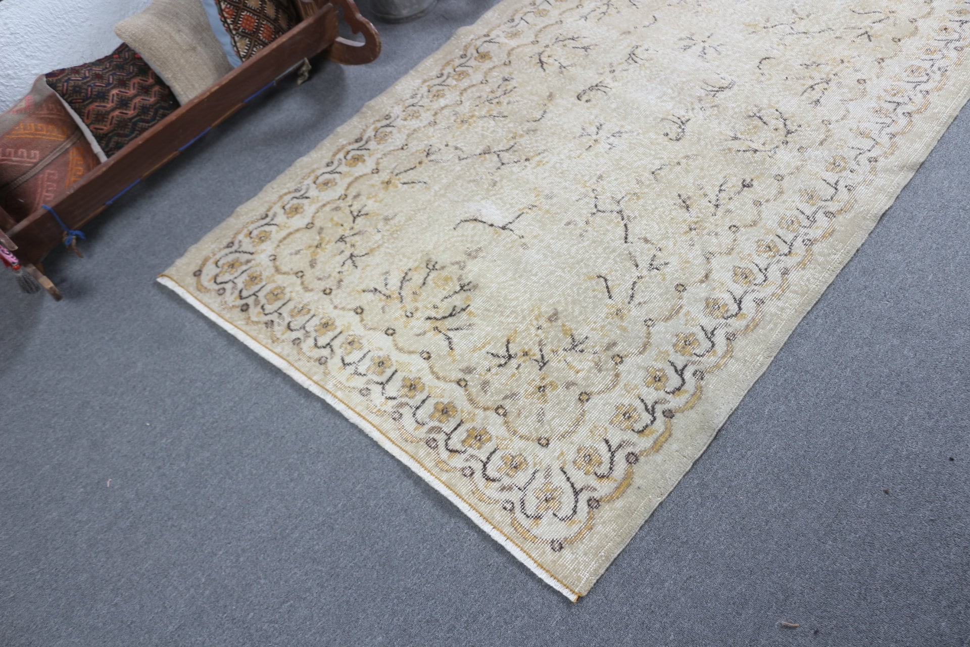 Rugs for Bedroom, Beige Floor Rug, Oriental Rug, Living Room Rug, Floor Rugs, Turkish Rug, Vintage Rug, Kitchen Rugs, 3.8x6.6 ft Area Rugs