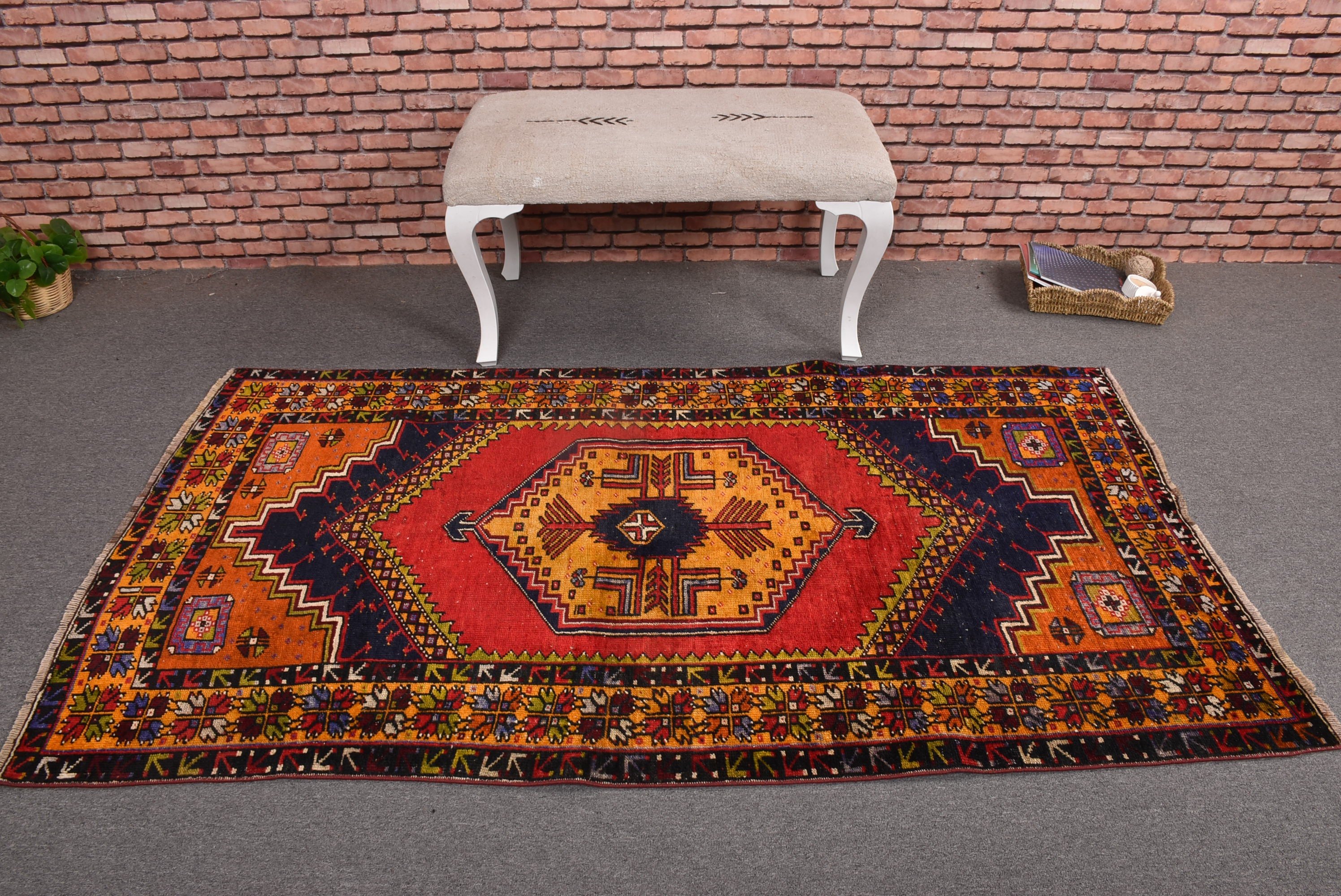 Sarı Soğuk Halı, Vintage Halılar, Anadolu Halısı, Çocuk Halısı, Türk Halısı, Vintage Vurgulu Halılar, Yatak Odası Halıları, 3,5x6,5 ft Aksan Halıları, Boho Halısı