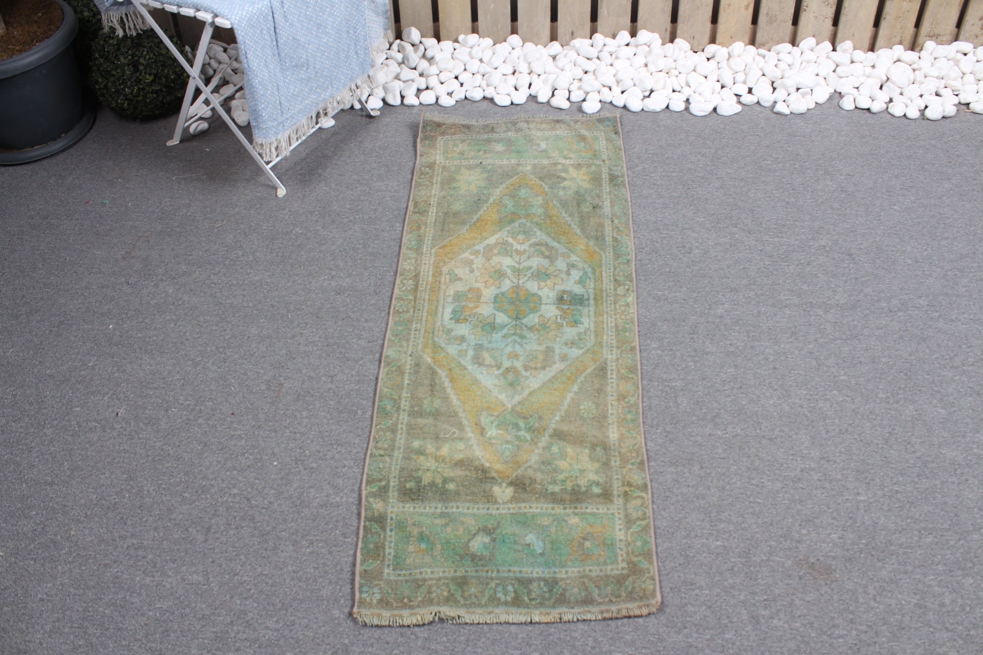 Turkish Rug, Rugs for Wall Hanging, Cool Rug, Bedroom Rug, 1.7x4.3 ft Small Rug, Door Mat Rug, Vintage Rug, Green Anatolian Rug, Aztec Rugs