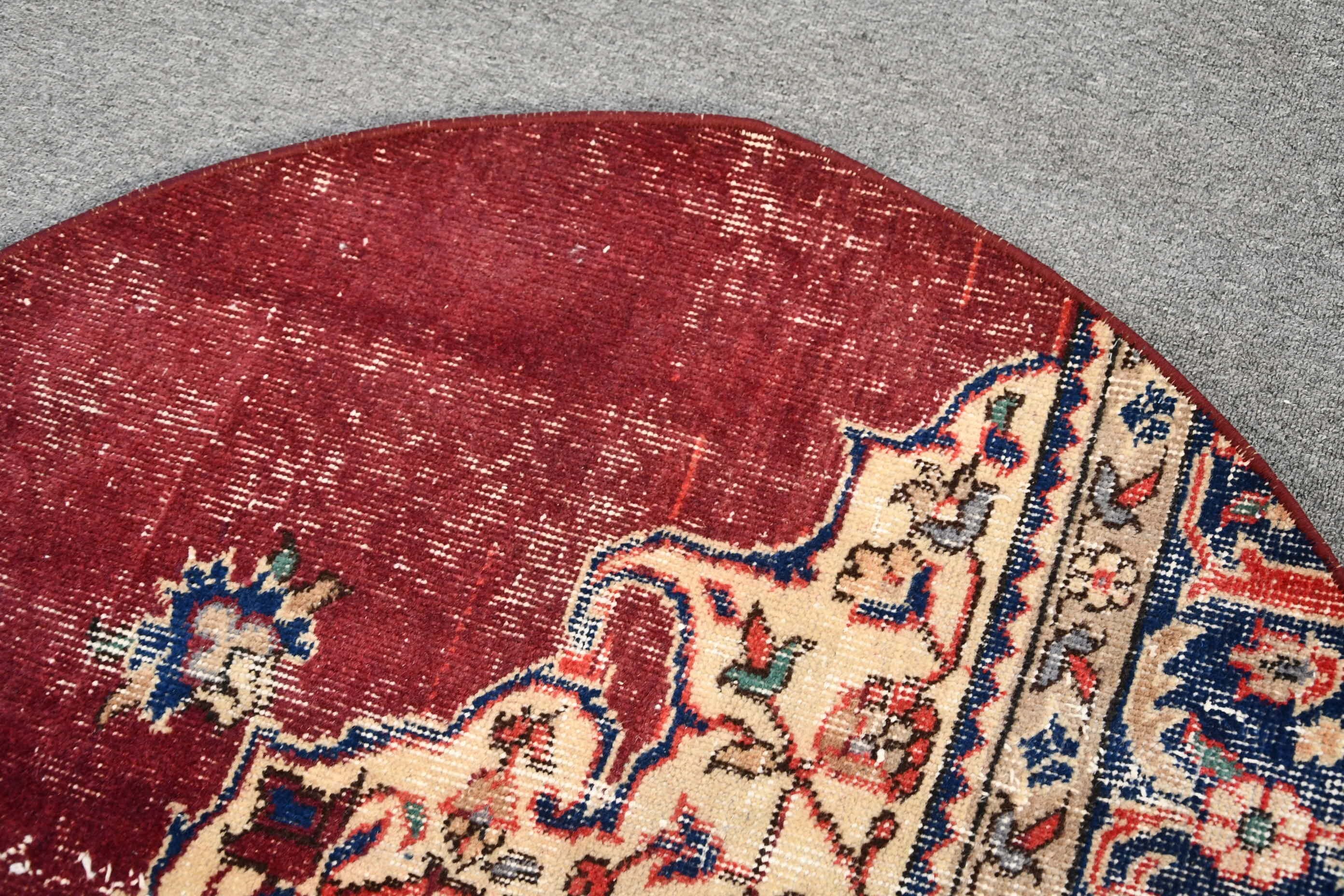 Vintage Rug, Turkish Rug, Rugs for Door Mat, Bath Rug, Door Mat Rug, Moroccan Rug, Red Oriental Rugs, Cool Rug, 3.1x3.1 ft Small Rug