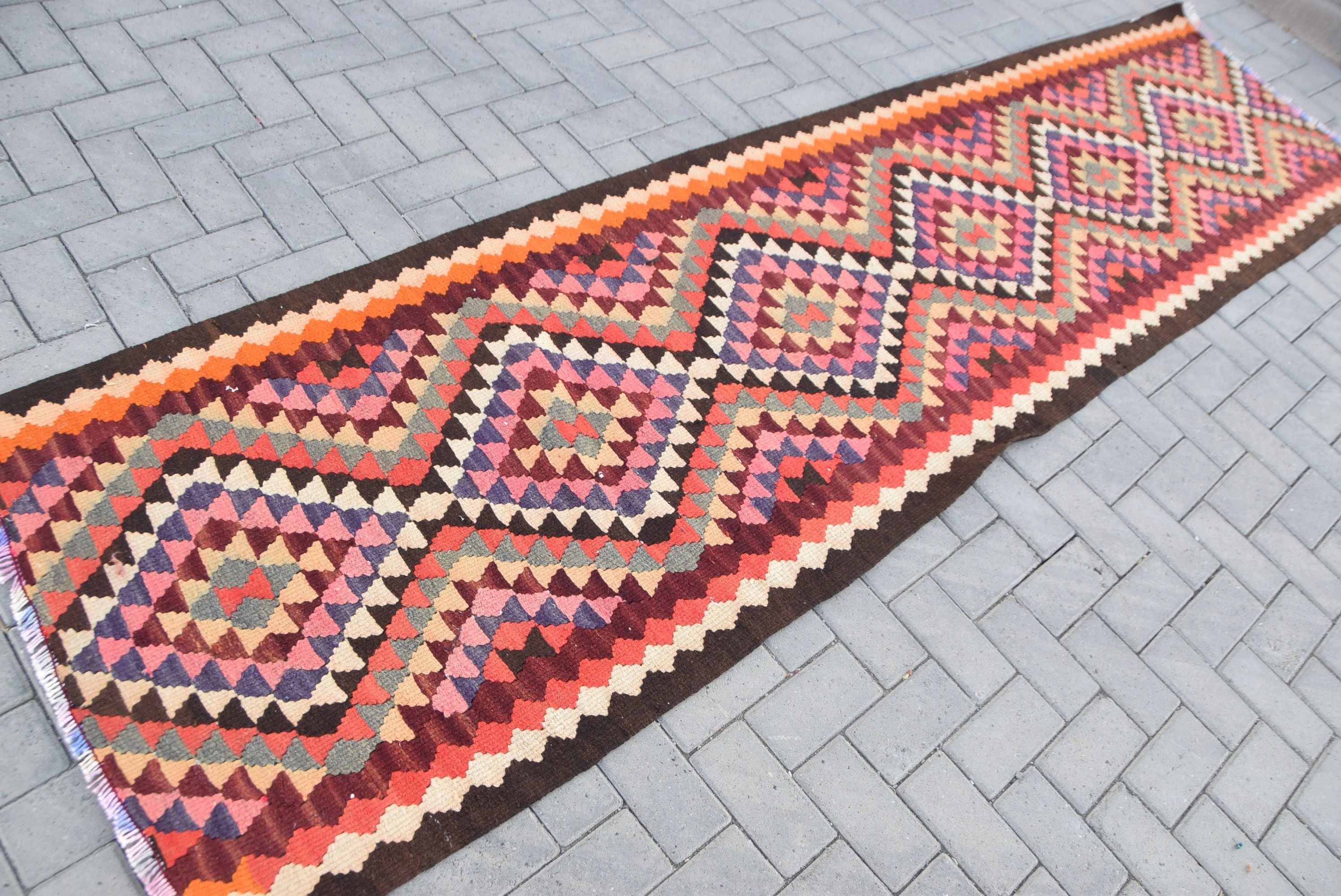 Red Kitchen Rug, Oushak Rug, Vintage Rug, Floral Runner Rug Rugs, Rugs for Runner, 2.9x10.9 ft Runner Rug, Turkish Rug, Antique Rugs