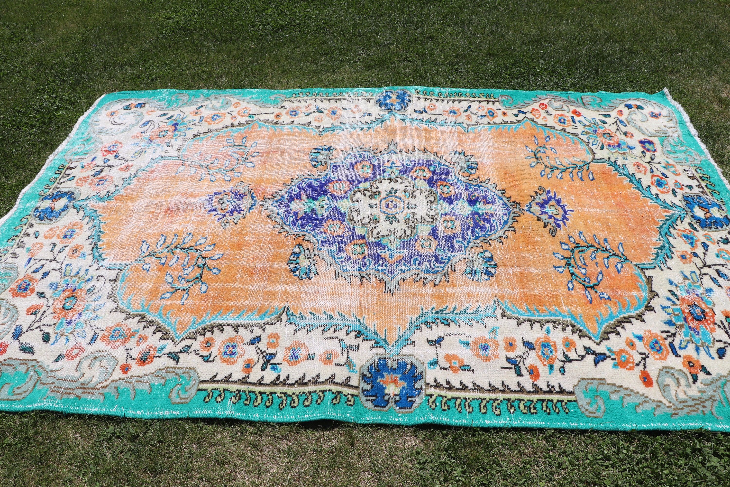 Vintage Rug, 5.7x8.7 ft Large Rug, Anatolian Rug, Turkish Rugs, Green Anatolian Rug, Large Vintage Rugs, Living Room Rugs, Statement Rug