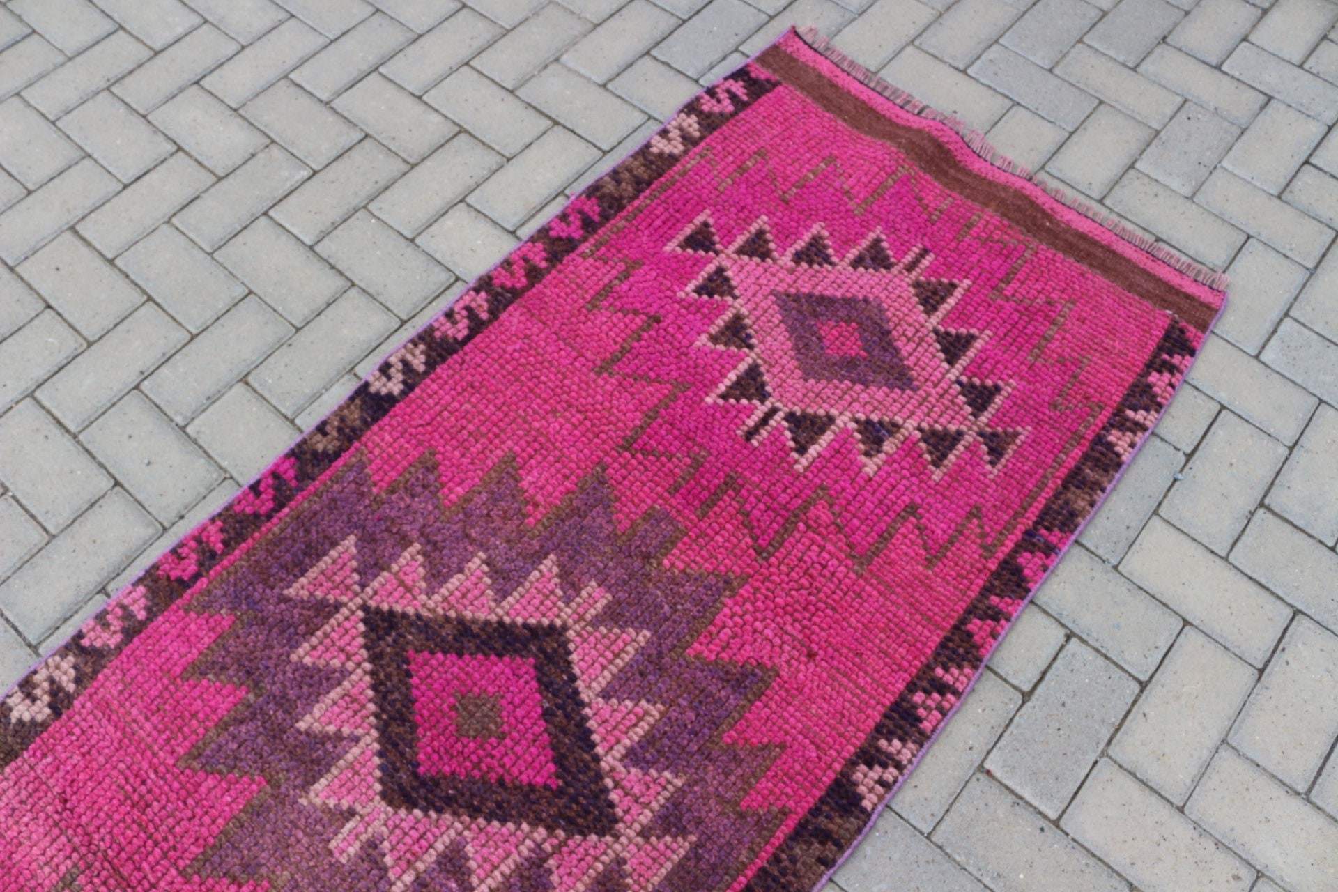 Koridor Halısı, Koşucu Halıları, Türk Halısı, Vintage Halılar, Dekoratif Halı, Pembe Oryantal Halı, Havalı Halı, 2,6x9,8 ft Runner Halıları