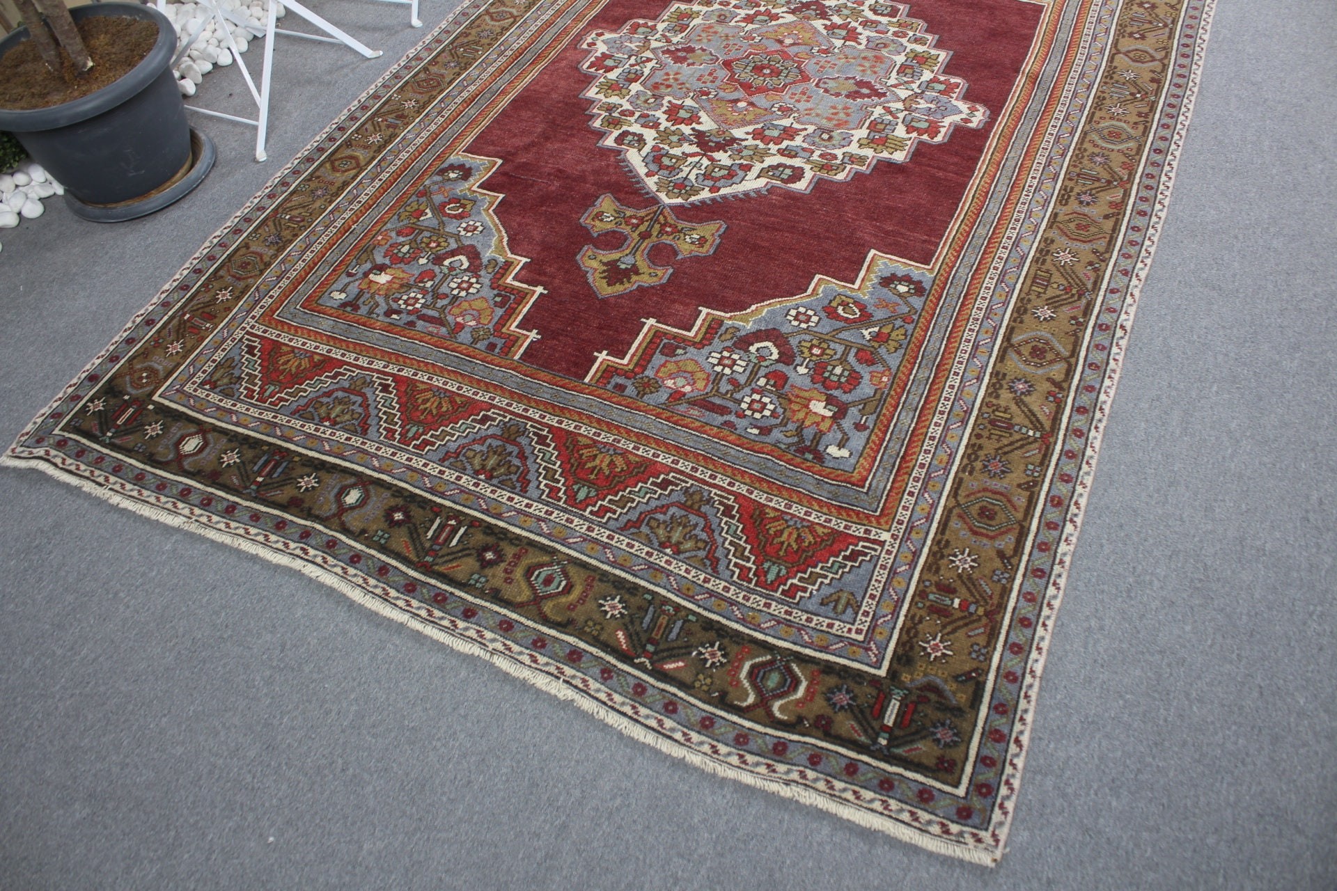 Mor Mutfak Halıları, 5.5x9.5 ft Büyük Halı, Vintage Halı, Oturma Odası Halısı, Yatak Odası Halıları, Türk Halısı, Yün Halısı, Anadolu Halısı, Salon Halısı