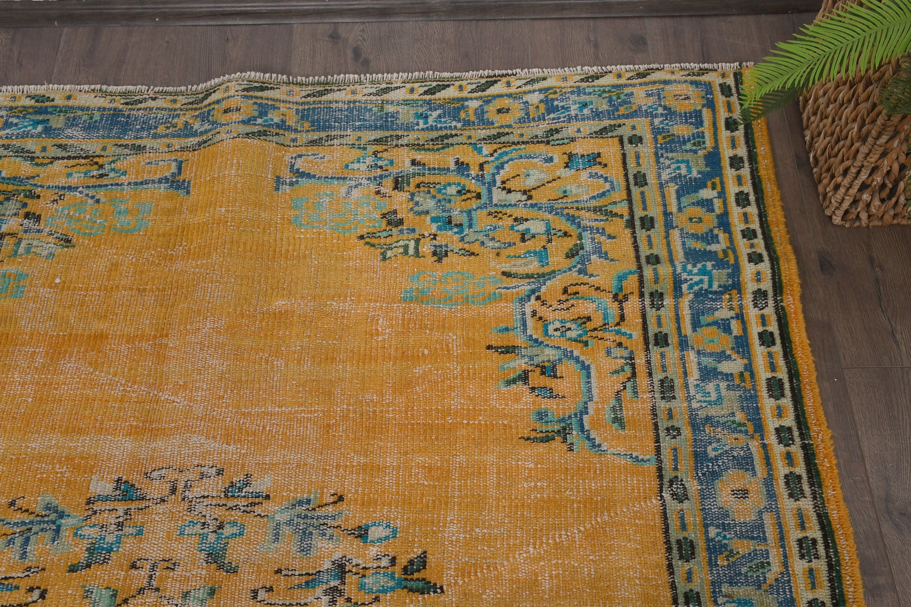 Bedroom Rug, Turkish Rugs, Vintage Decor Rug, Vintage Rugs, Oushak Rugs, 5.4x7.6 ft Large Rugs, Yellow Kitchen Rugs, Salon Rugs, Floor Rug