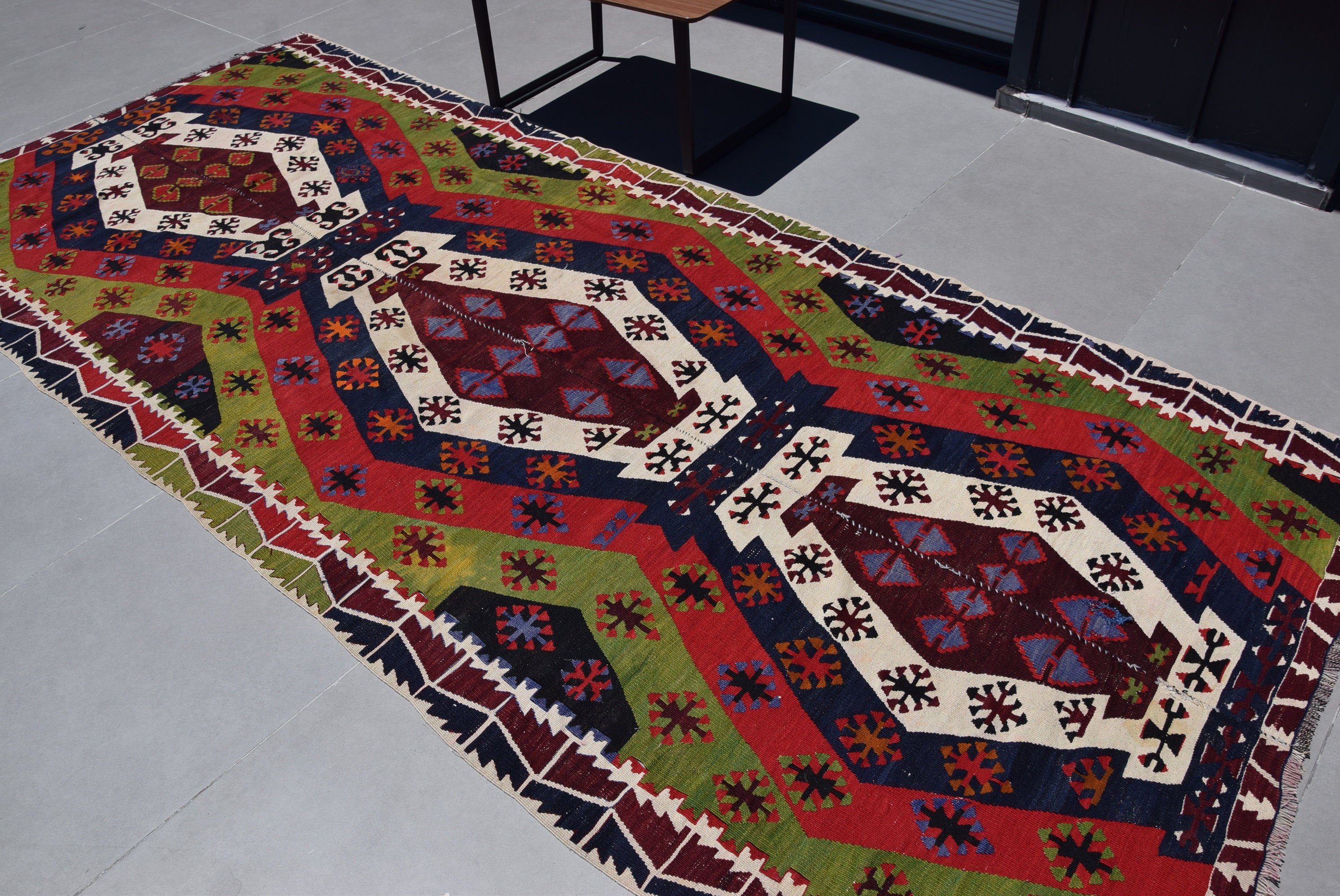 Ev Dekorasyonu Halıları, Kırmızı Oushak Halısı, Türk Halıları, Vintage Halı, Yemek Odası Halısı, Eski Halılar, Salon Halısı, 4.9x11.5 ft Büyük Halı, Kilim, Antika Halı