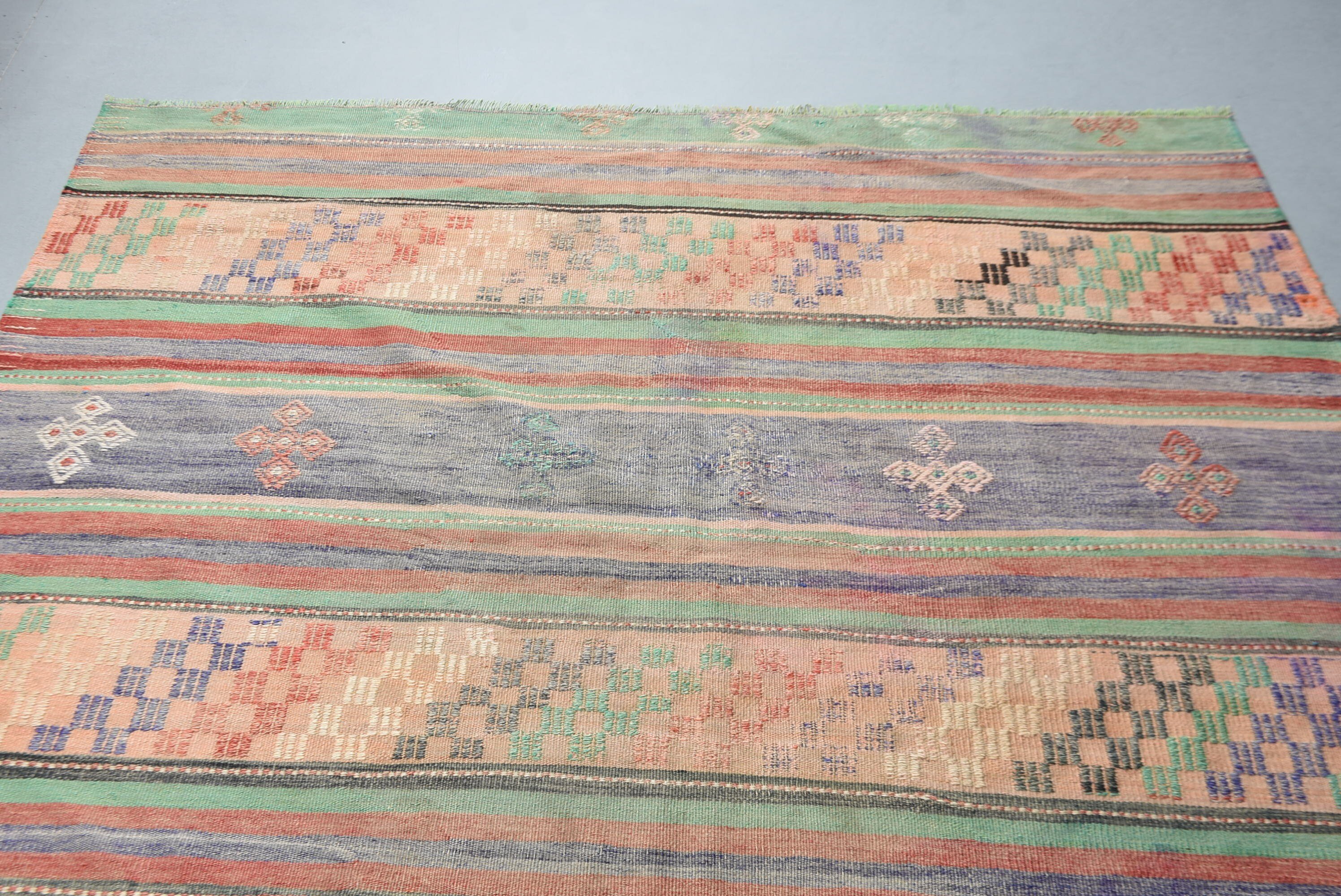 Oturma Odası Halıları, Anadolu Halısı, Yün Halısı, Kilim, Pastel Halısı, Türk Halıları, Vintage Halısı, Yeşil Yatak Odası Halıları, 5.9x5.2 ft Alan Halısı