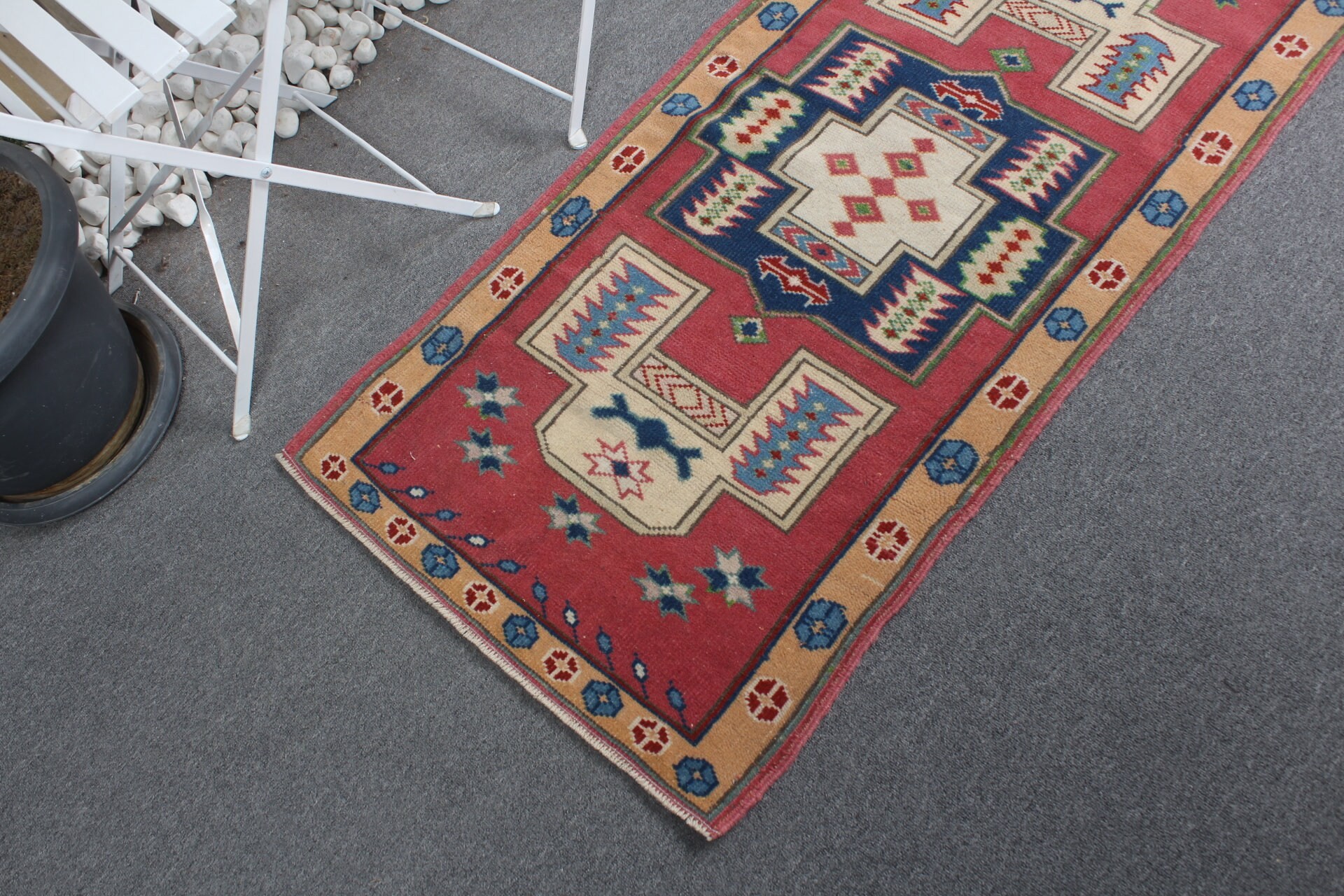 Home Decor Rugs, Red  2.3x4.8 ft Small Rug, Anatolian Rugs, Vintage Rug, Kitchen Rug, Turkish Rugs, Car Mat Rug, Ethnic Rug