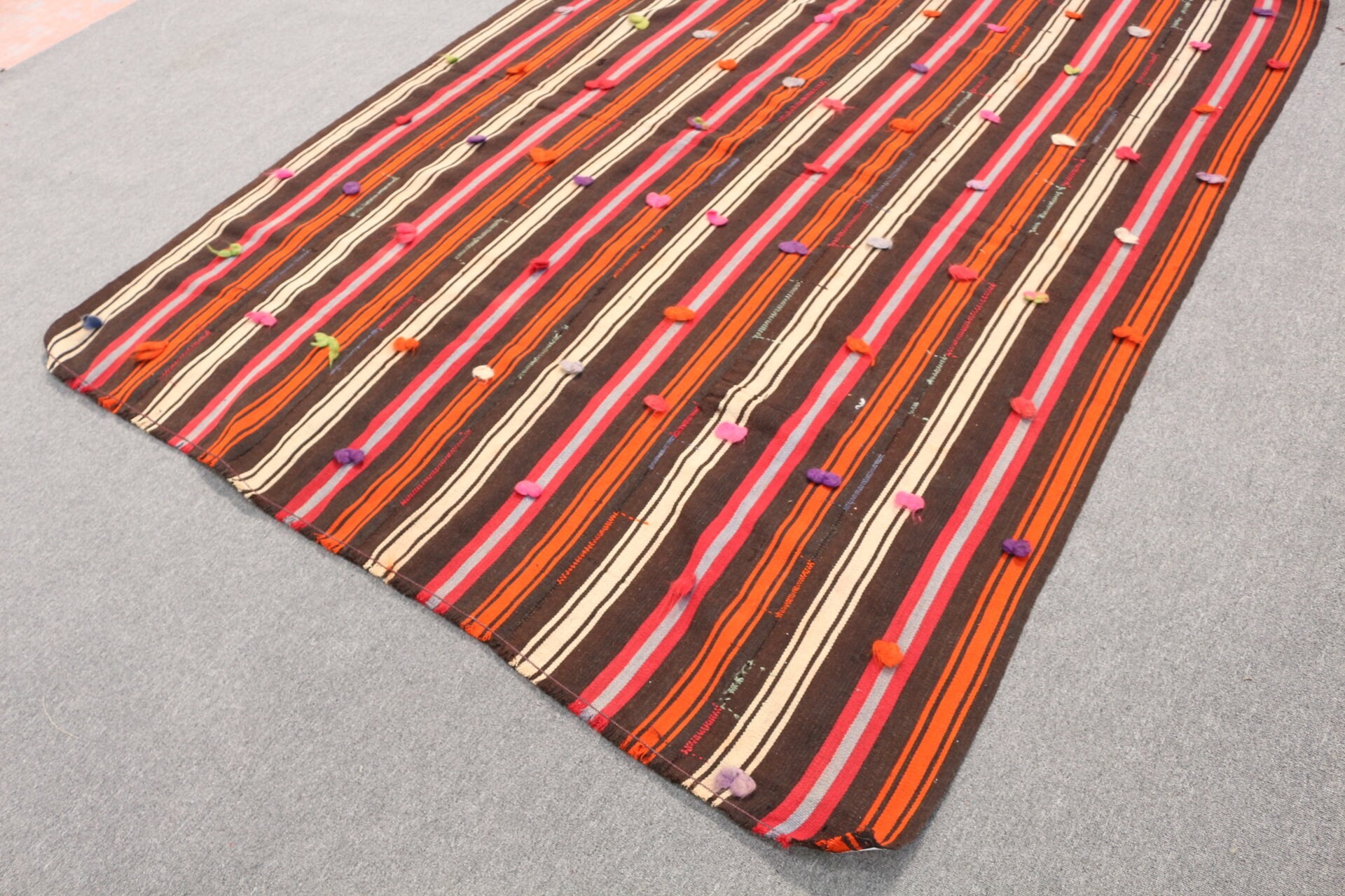 Kilim, Ev Dekorasyonu Halıları, 5.9x7.7 ft Büyük Halı, Salon Halısı, Turuncu Zemin Halısı, Vintage Halılar, Aztek Halıları, Mutfak Halısı, Türk Halısı, Yatak Odası Halıları