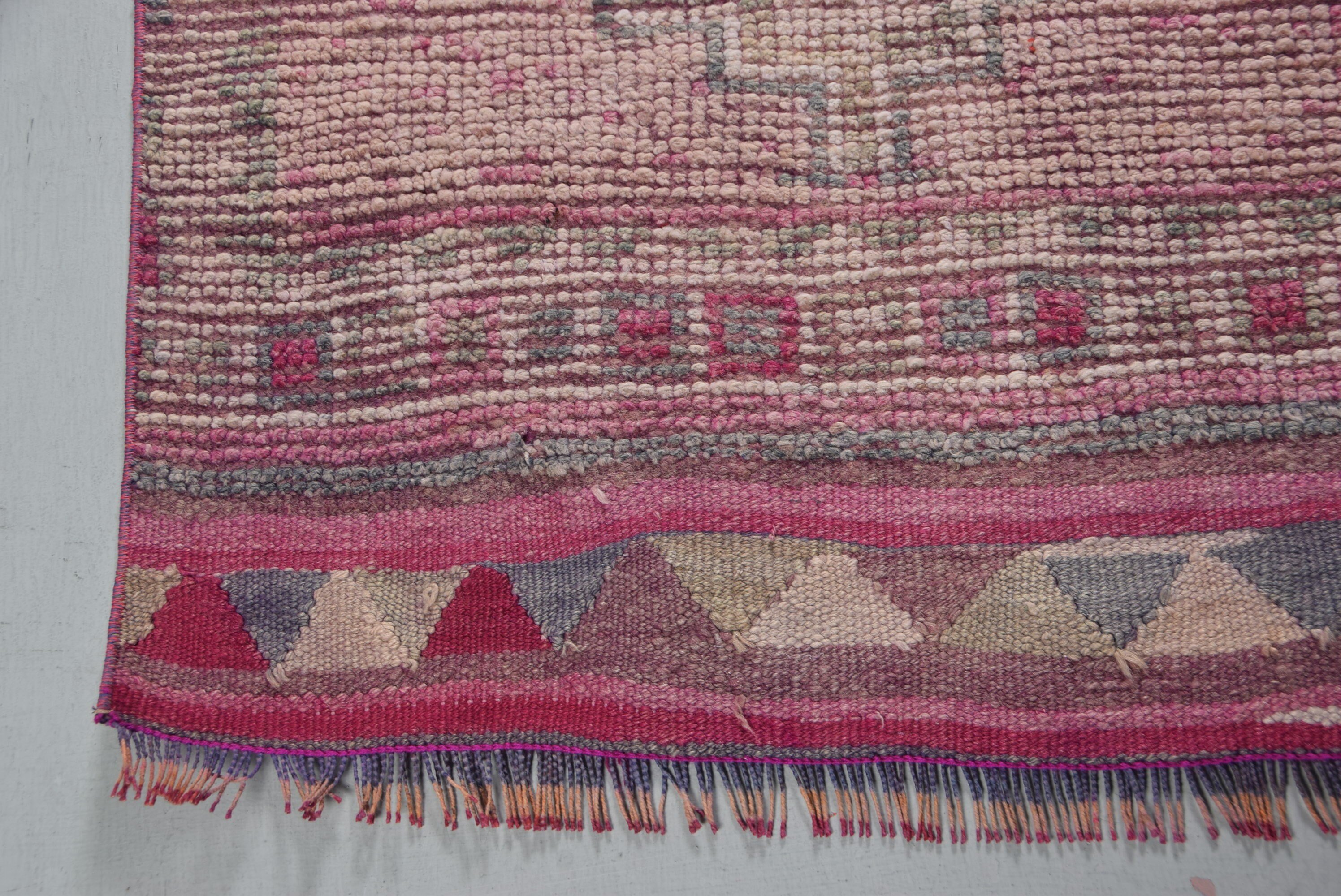 Wool Rug, Turkish Rug, Handwoven Rug, Vintage Rug, Rugs for Corridor, 2.7x10.3 ft Runner Rug, Pink Anatolian Rug, Kitchen Rug