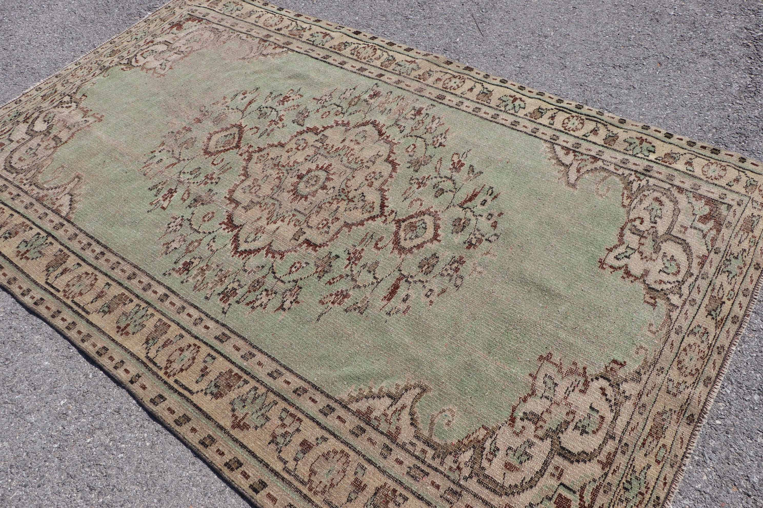 Turkish Rugs, Green Anatolian Rug, Cool Rug, Natural Rug, Kitchen Rug, Vintage Rug, 5.1x8.1 ft Large Rugs, Salon Rug, Living Room Rug