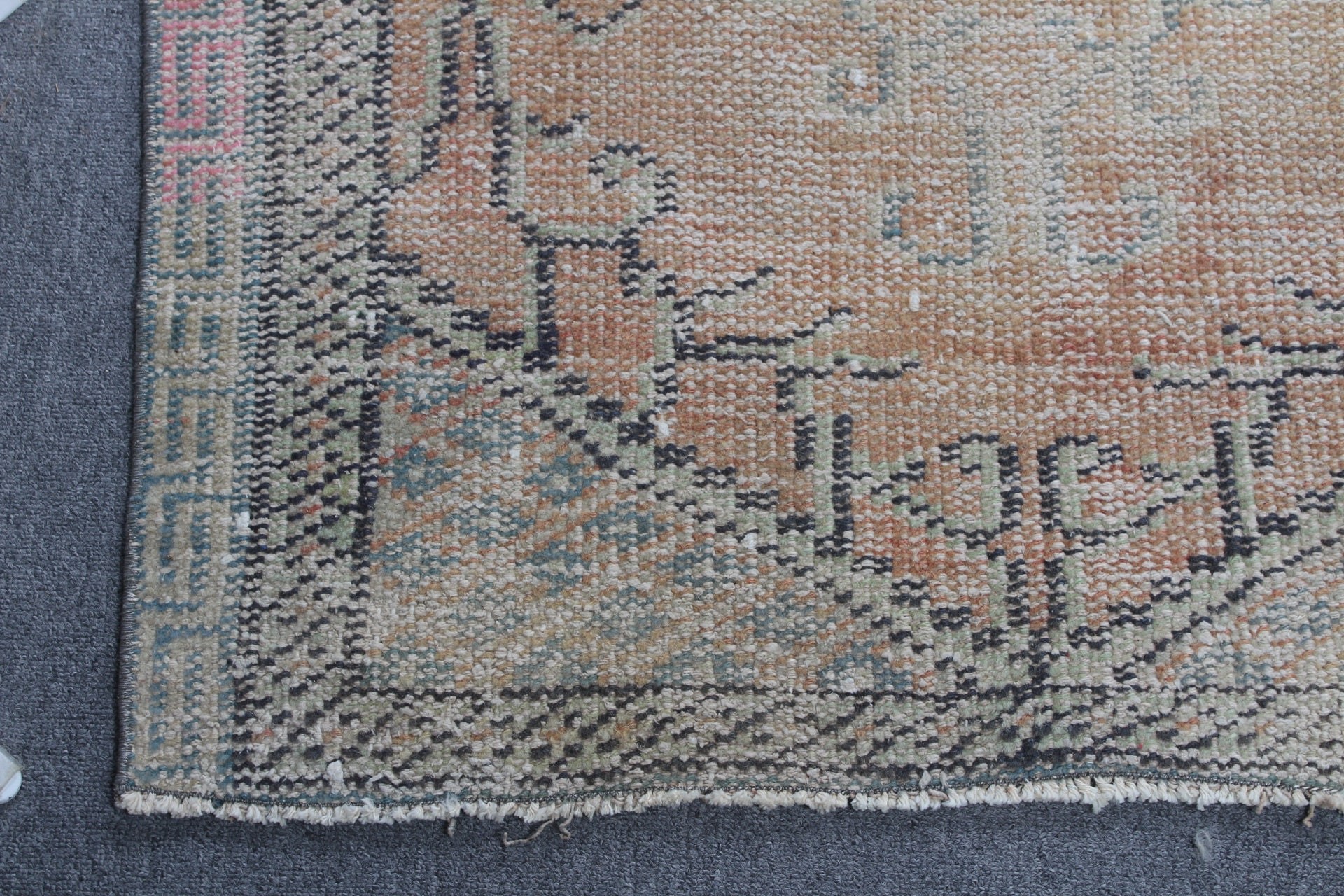 2.7x4.9 ft Küçük Halı, Giriş Kilimleri, Türk Halısı, Mutfak Halısı, Vintage Halı, Oushak Halısı, Banyo Halısı, Turuncu Anadolu Halısı