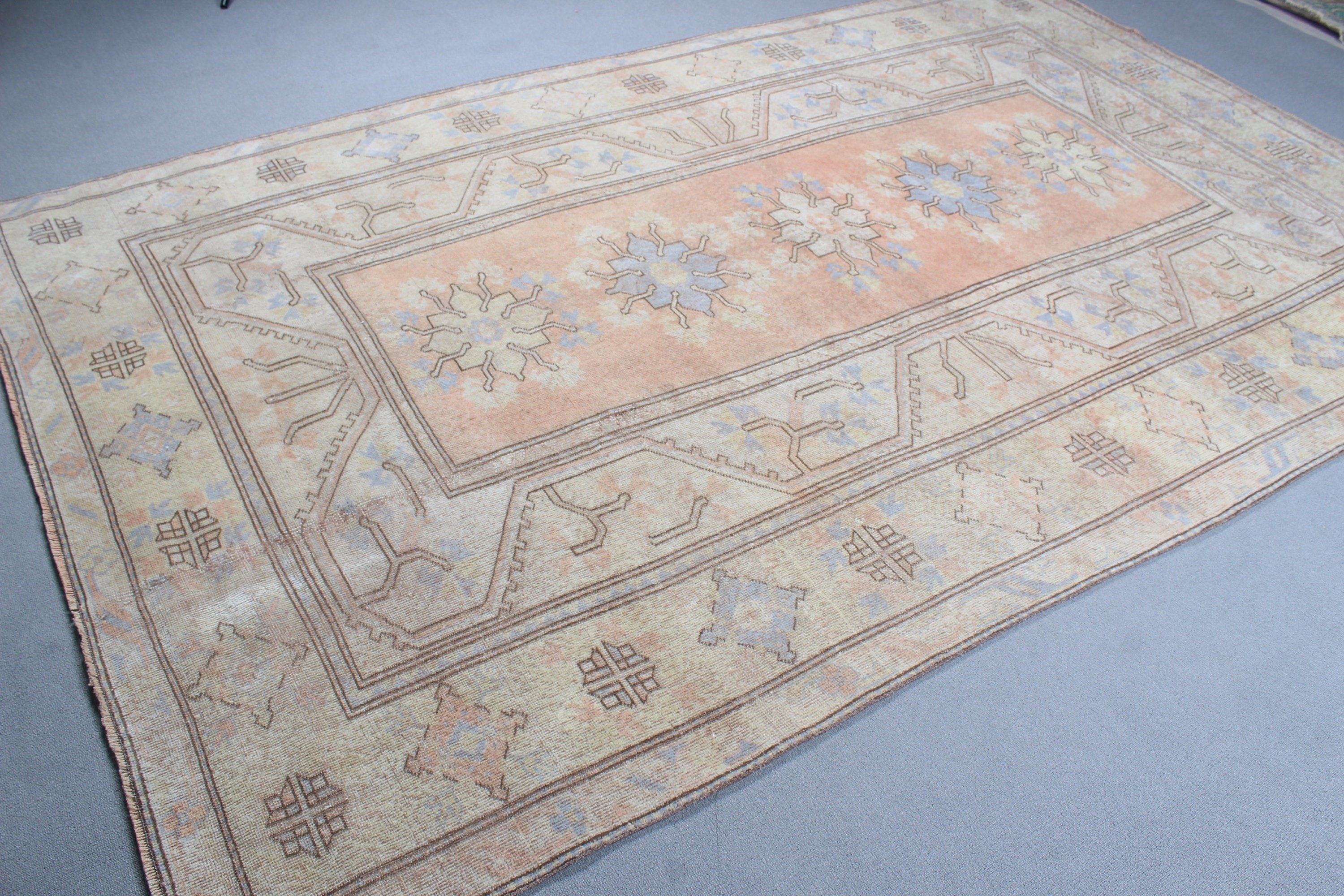 El Yapımı Halı, Vintage Halı, Bej Antika Halılar, 6.5x10.2 ft Büyük Halı, Büyük Boho Halı, Yatak Odası Halısı, Yün Halılar, Türk Halıları, Bildiri Halısı