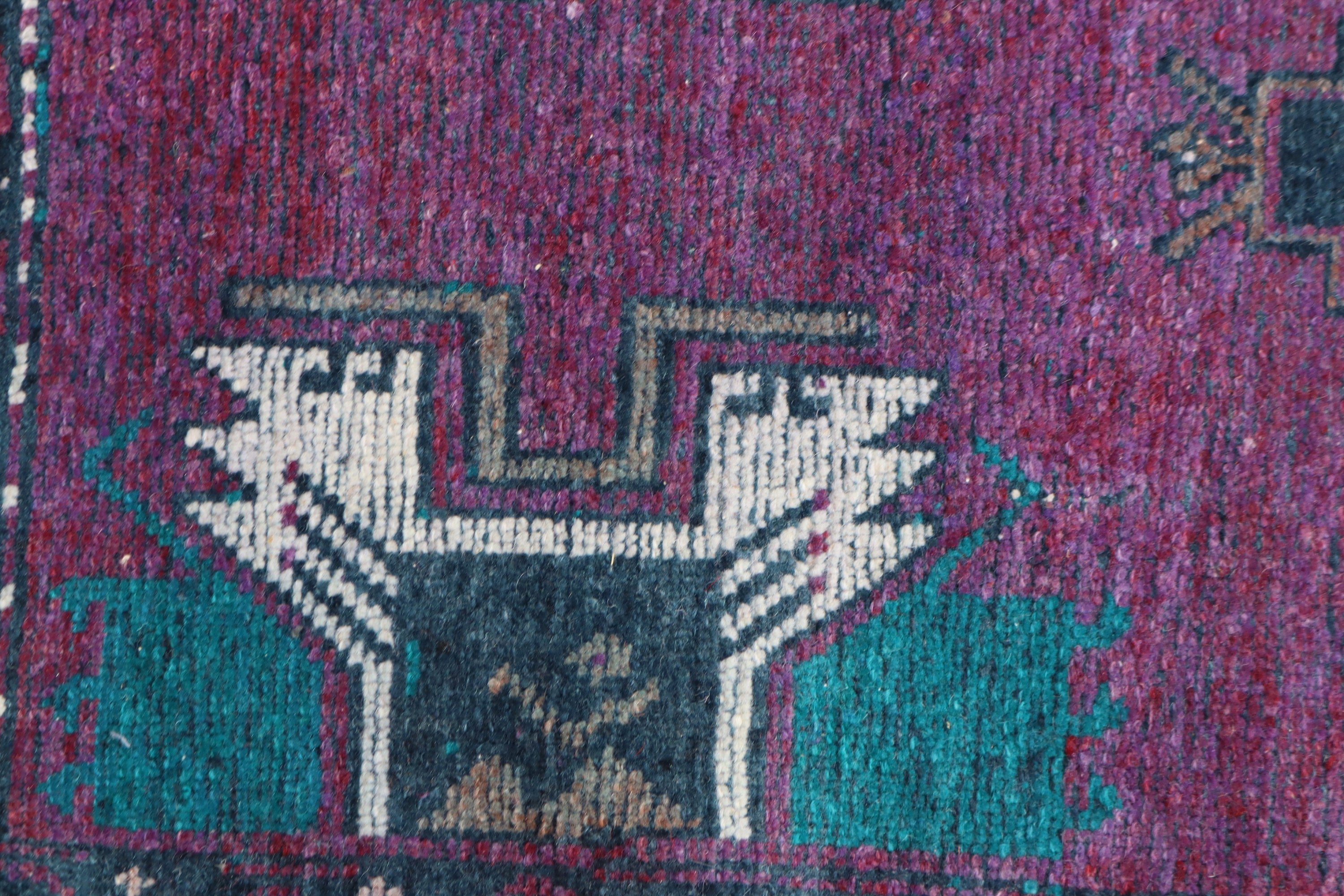 Turkish Rug, Small Vintage Rugs, Bathroom Rugs, 1.5x3.5 ft Small Rugs, Floor Rug, Purple Cool Rugs, Luxury Rugs, Vintage Rug, Oriental Rug