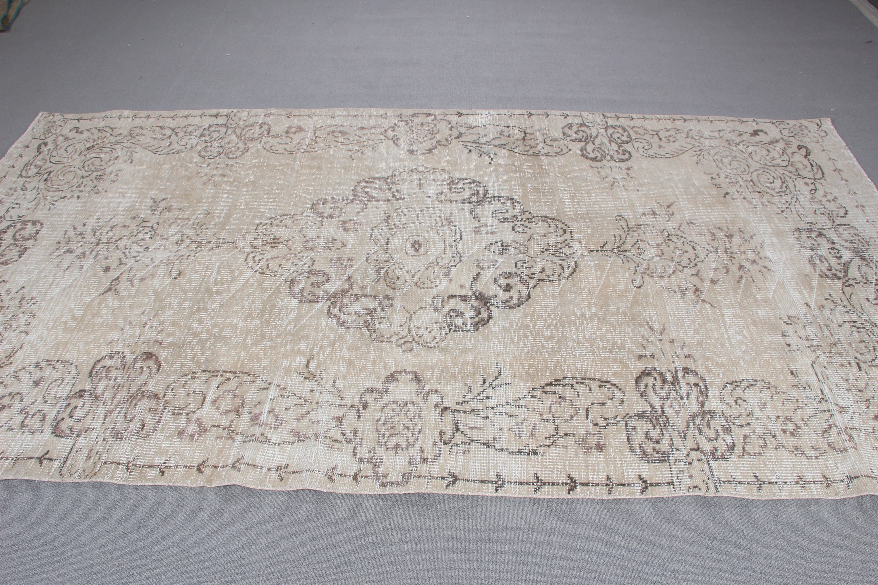 Large Vintage Rug, Rugs for Living Room, Oushak Rugs, Turkish Rug, Vintage Rugs, 5.1x9.4 ft Large Rug, Beige Oushak Rug, Bedroom Rugs