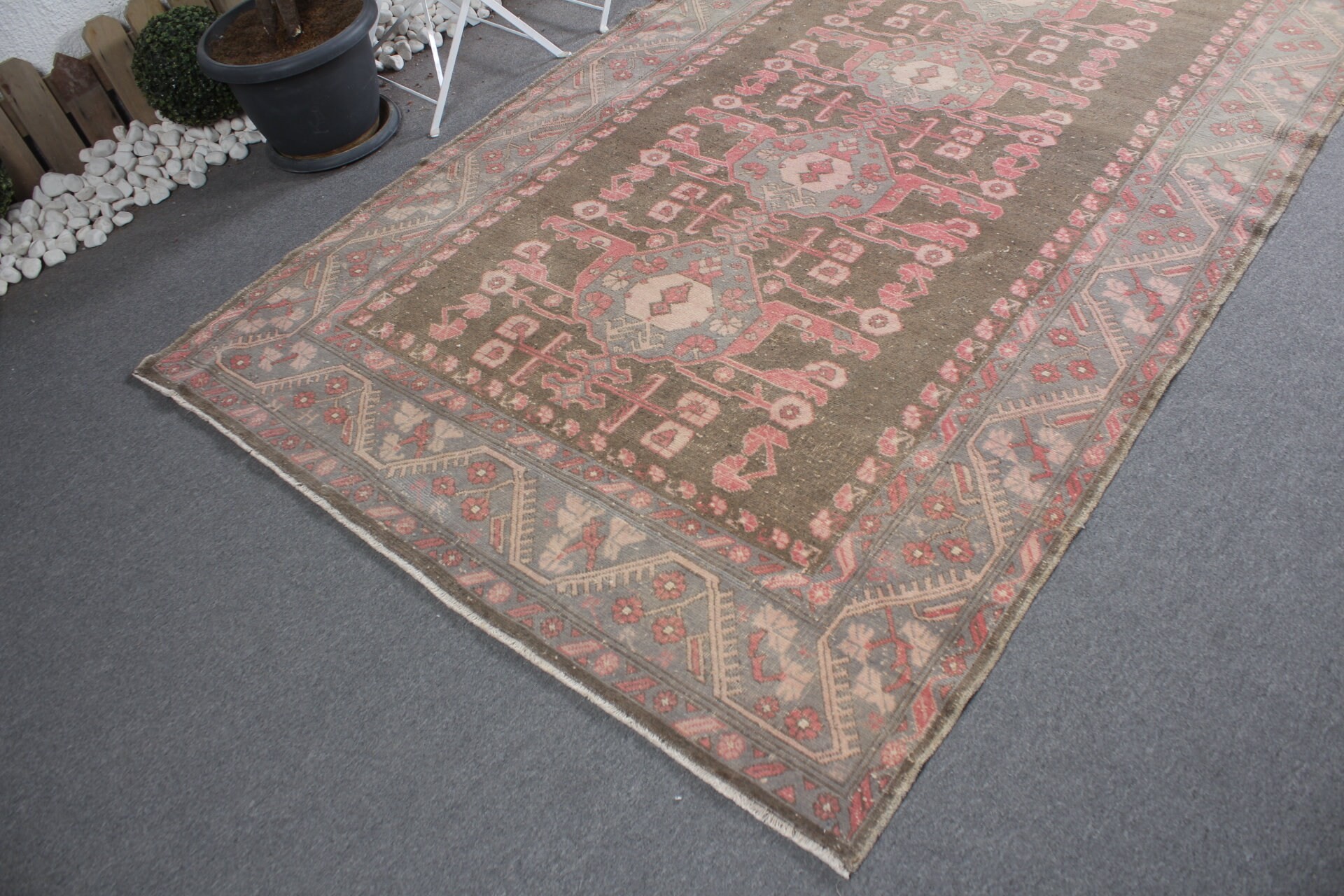 Yün Halı, Ev Dekorasyonu Halıları, Türk Halıları, Salon Halısı, Vintage Halı, Yemek Odası Halısı, Kahverengi Yer Halıları, 5.4x9.7 ft Büyük Halı, Salon Halıları