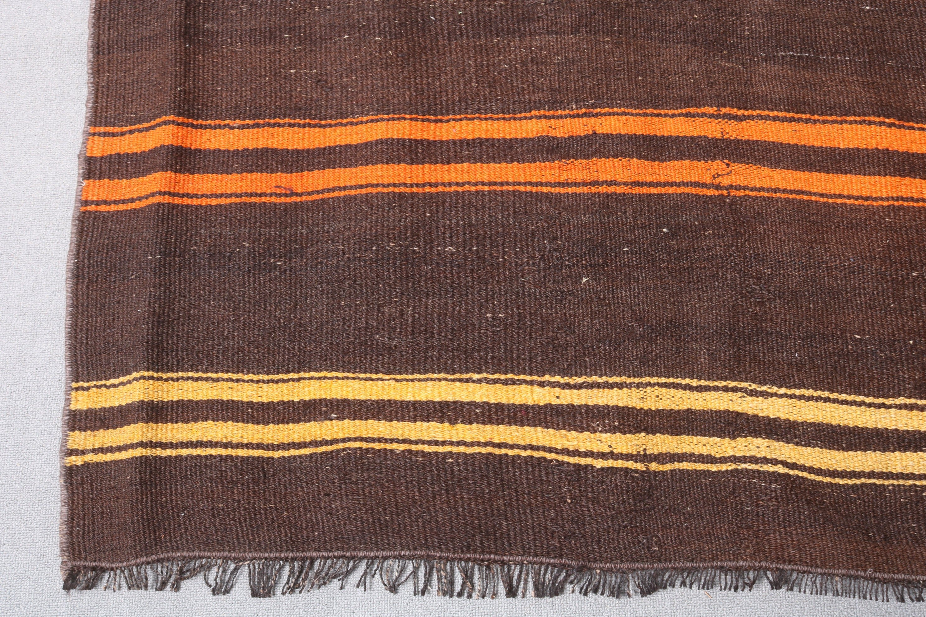 Kilim, Kahverengi 7.1x11.9 ft Büyük Boy Halı, Yün Halı, Vintage Halılar, Yatak Odası Halısı, Yemek Odası Halısı, Türk Halıları, Salon Halısı