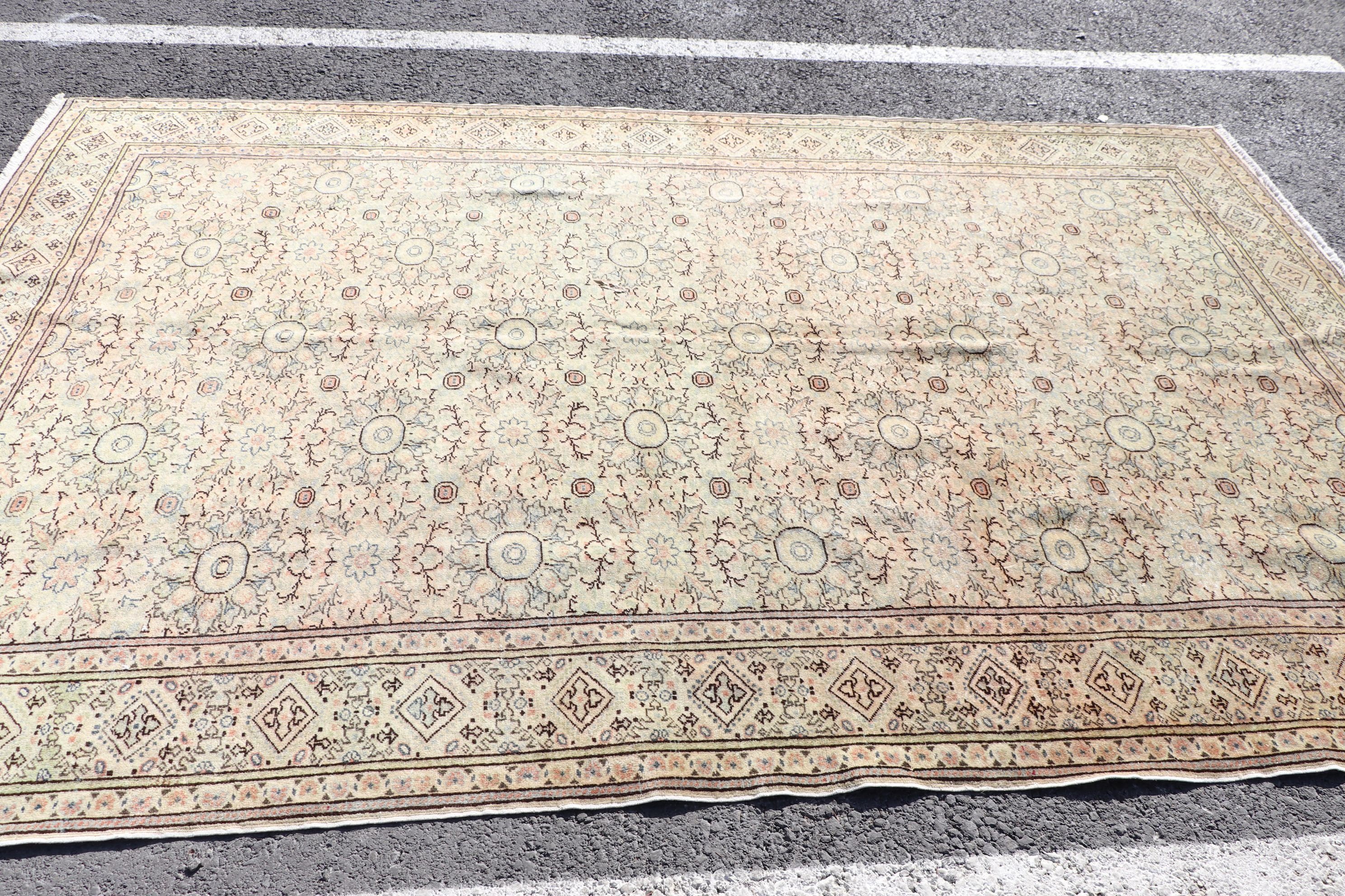 Beige Wool Rugs, Dining Room Rug, Oushak Rugs, Designer Rug, Vintage Rug, 6.3x9.6 ft Large Rugs, Salon Rugs, Antique Rug, Turkish Rug