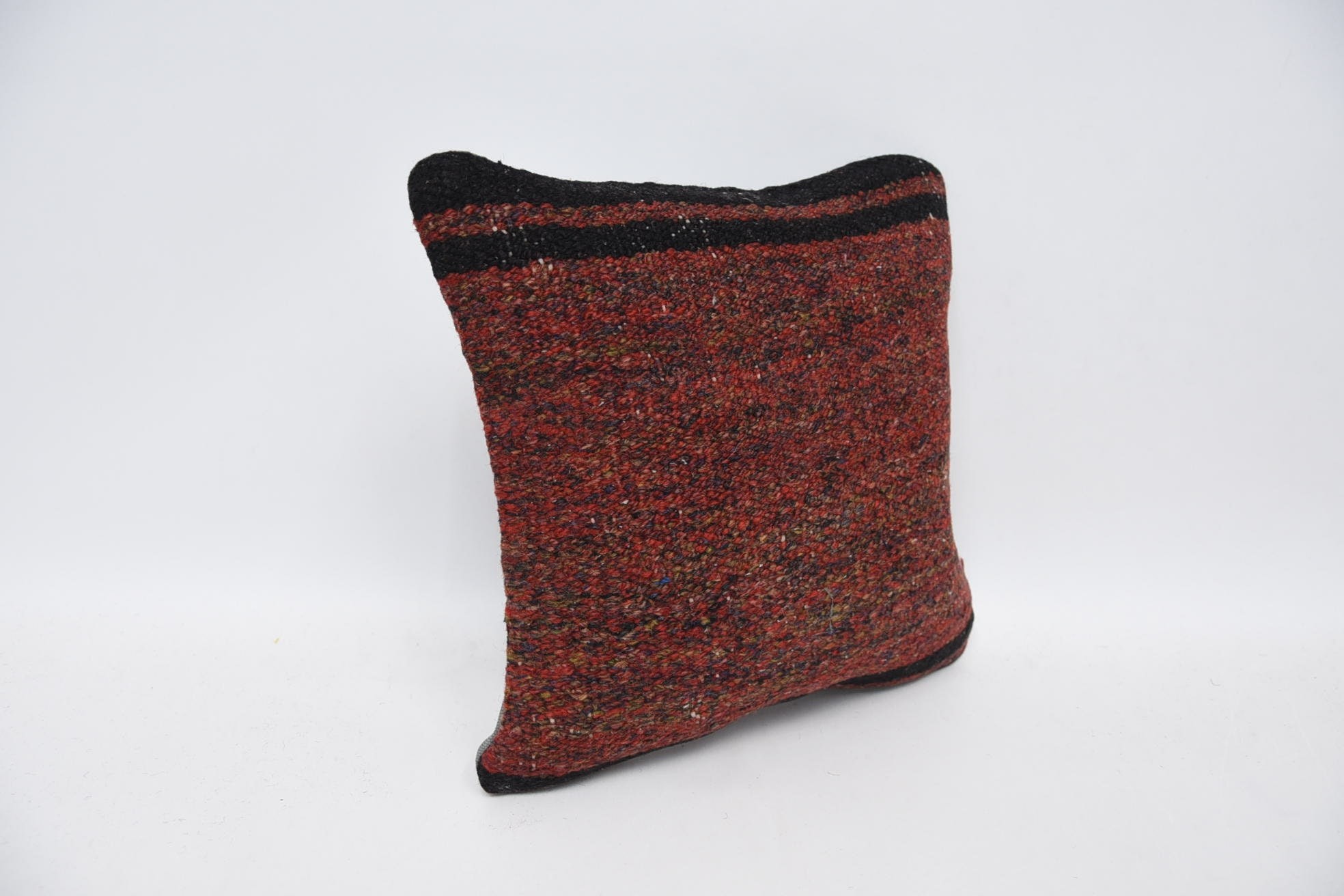 Ethnical Kilim Rug Pillow, Handmade Kilim Cushion, Interior Designer Pillow, Seat Cushion, 12"x12" Red Cushion