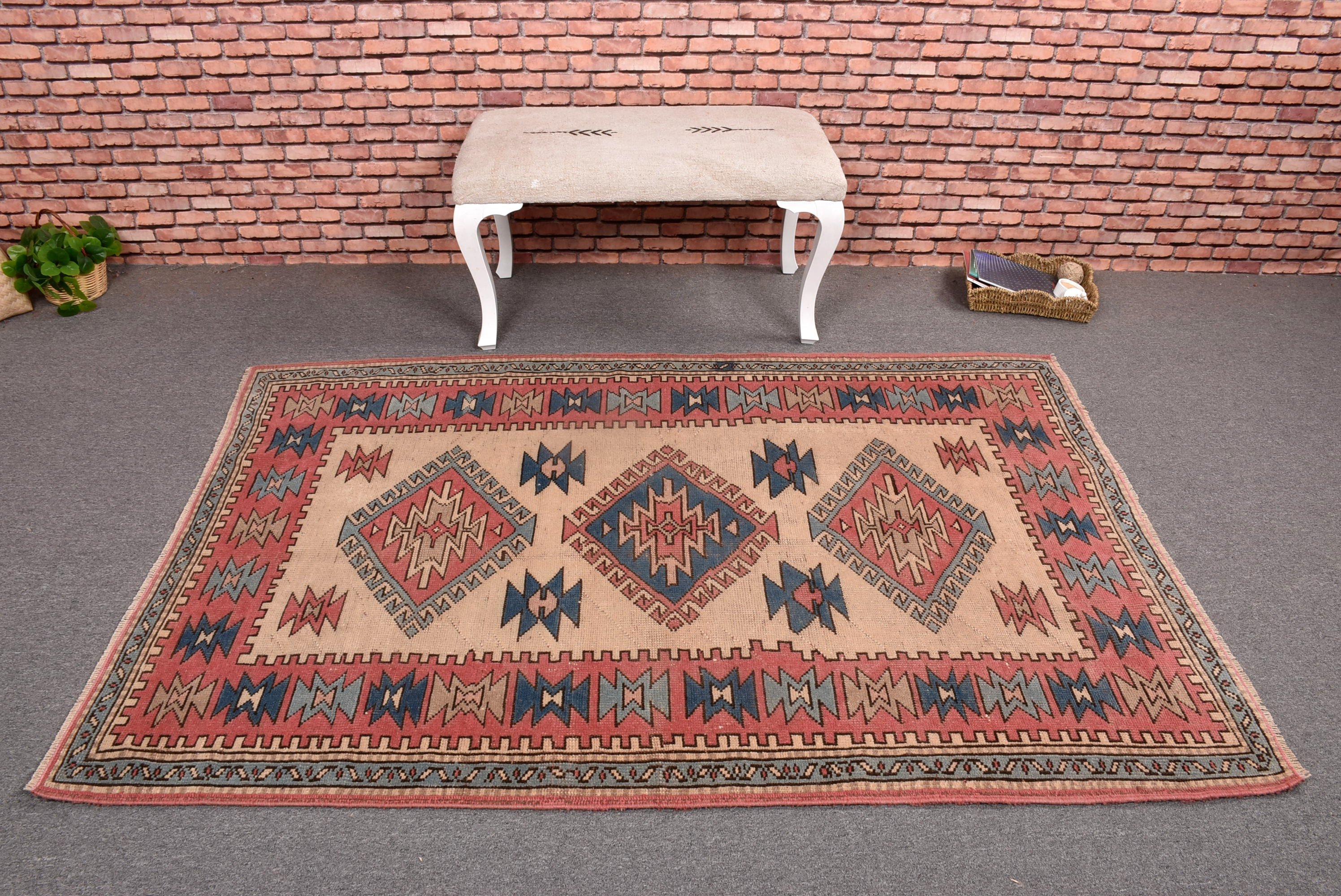 Rugs for Indoor, Flatweave Rugs, Vintage Rugs, Bedroom Rugs, Floor Rugs, Turkish Rugs, Beige Neutral Rug, Modern Rugs, 4.4x6.4 ft Area Rug