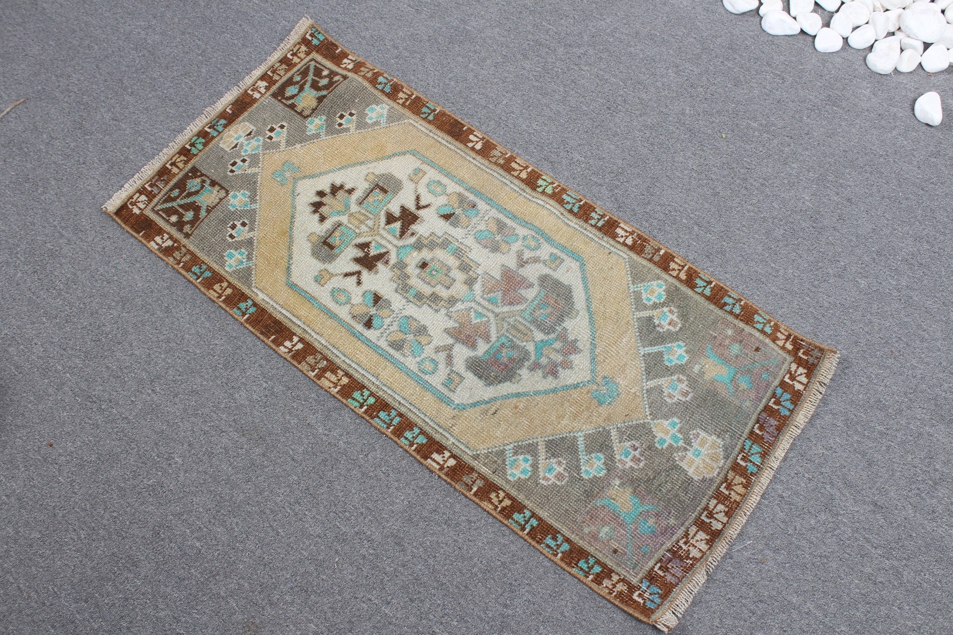 Turkish Rug, Bath Rug, Vintage Rug, Wall Hanging Rugs, Eclectic Rugs, Floor Rug, Green  1.6x3.4 ft Small Rug