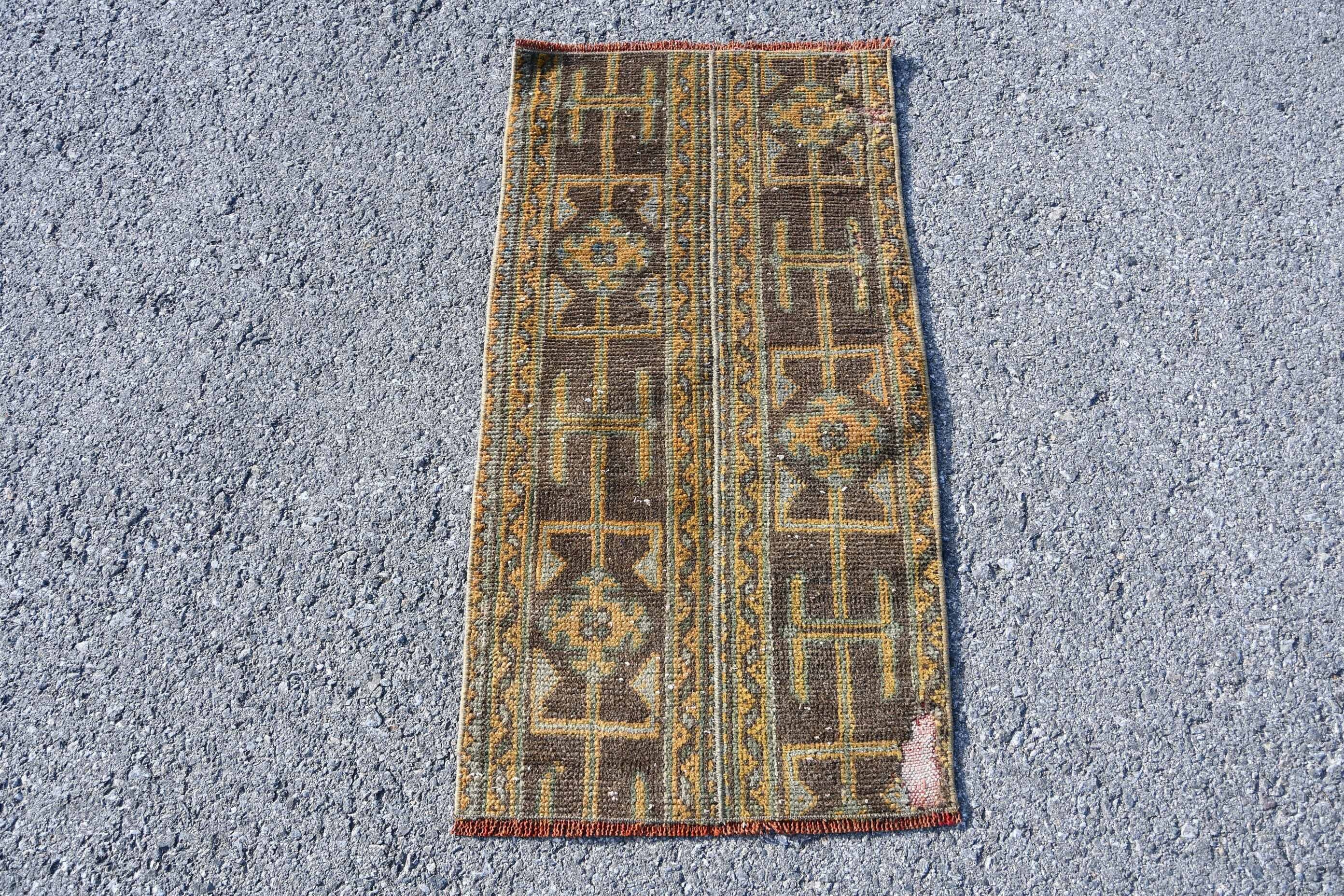 Vintage Halılar, Türk Halıları, Araba Paspas Halısı, Oushak Halısı, Banyo Halısı, 1.6x3.2 ft Küçük Halı, Sarı Zemin Halısı, Giriş Halıları, Fas Halısı