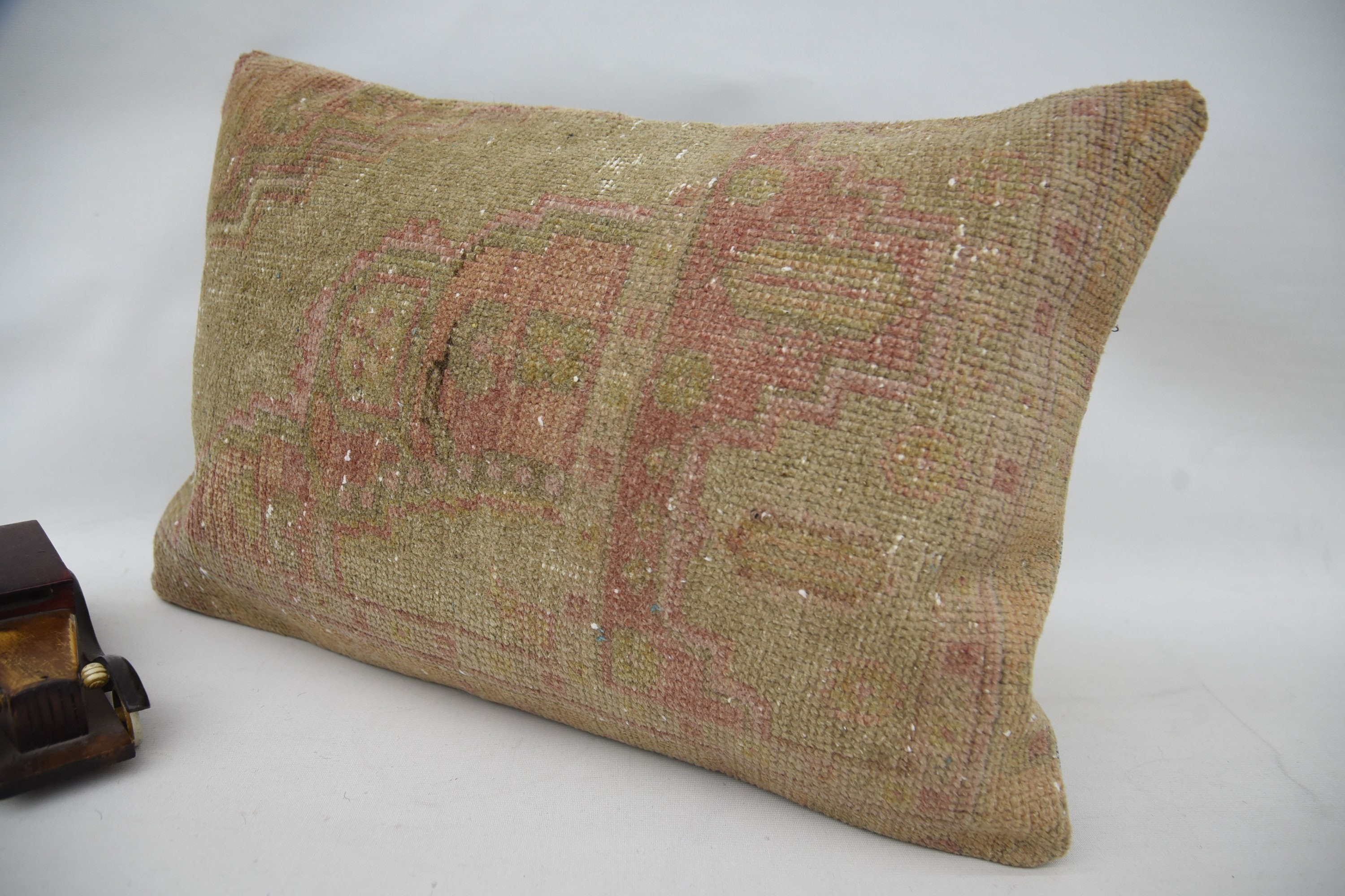Yoga Pillow Case, Boho Pillow Sham Cover, 16"x24" Beige Pillow Cover, Ethnical Kilim Rug Pillow, Vintage Pillow Sham, Antique Pillows