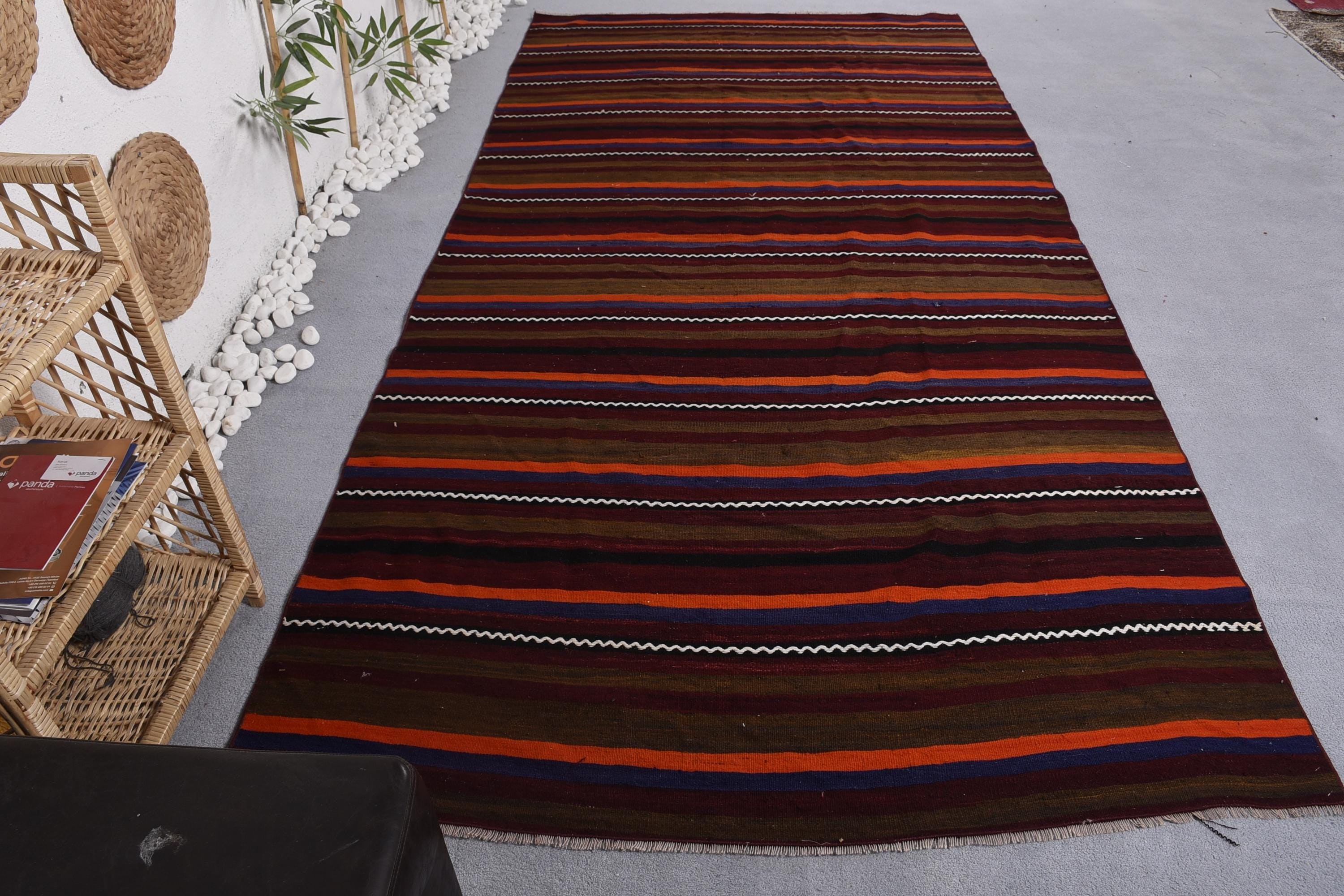 Büyük Vintage Halılar, Kilim, Mor Mutfak Halıları, 5.3x11 ft Büyük Halı, Sanatsal Halı, Vintage Halı, Geometrik Halı, Türk Halısı