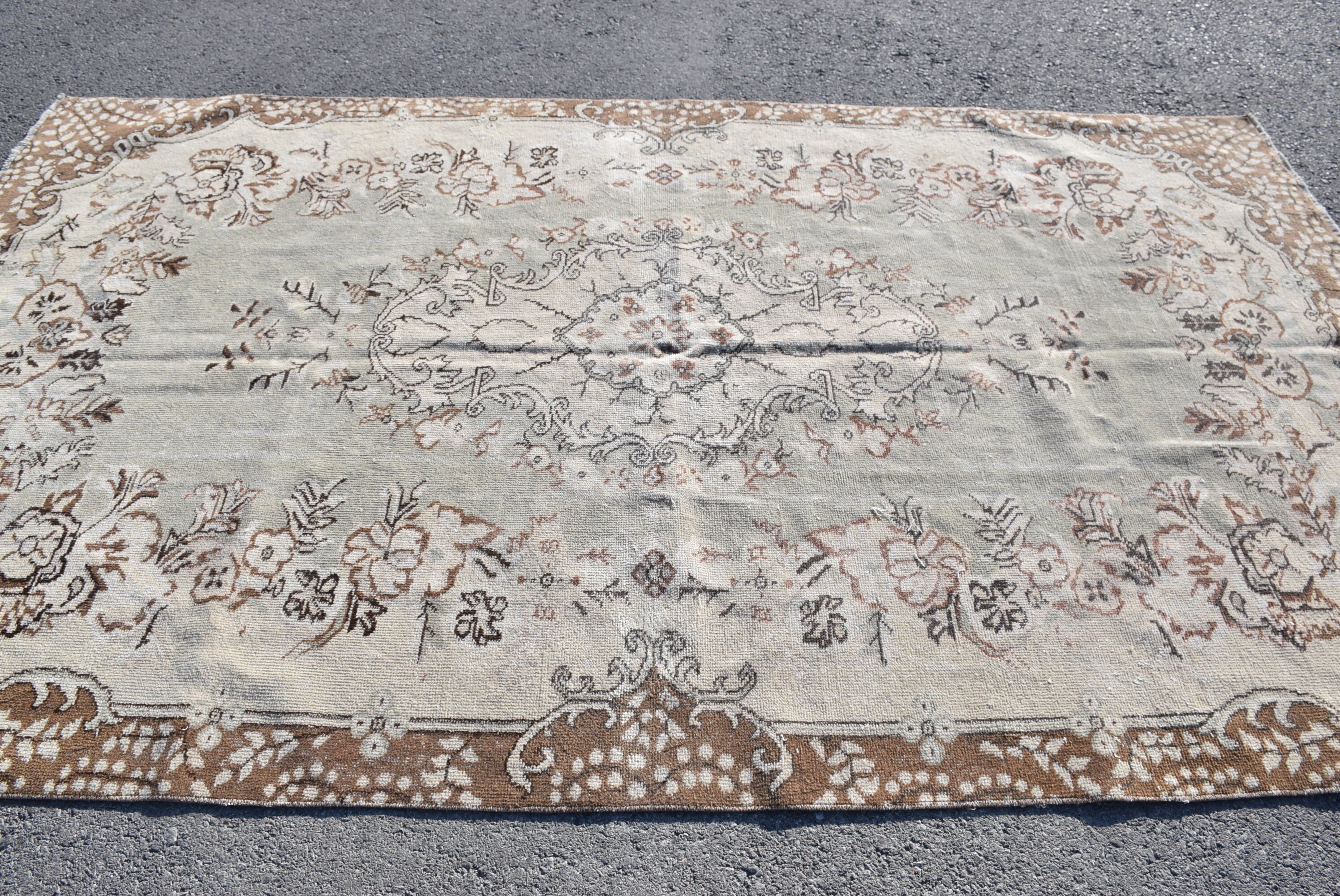 Antika Halı, Türk Halıları, 5.7x9.6 ft Büyük Halılar, Oturma Odası Halısı, Mutfak Halısı, Vintage Halı, Salon Halıları, Bej Fas Halısı, Boho Halısı