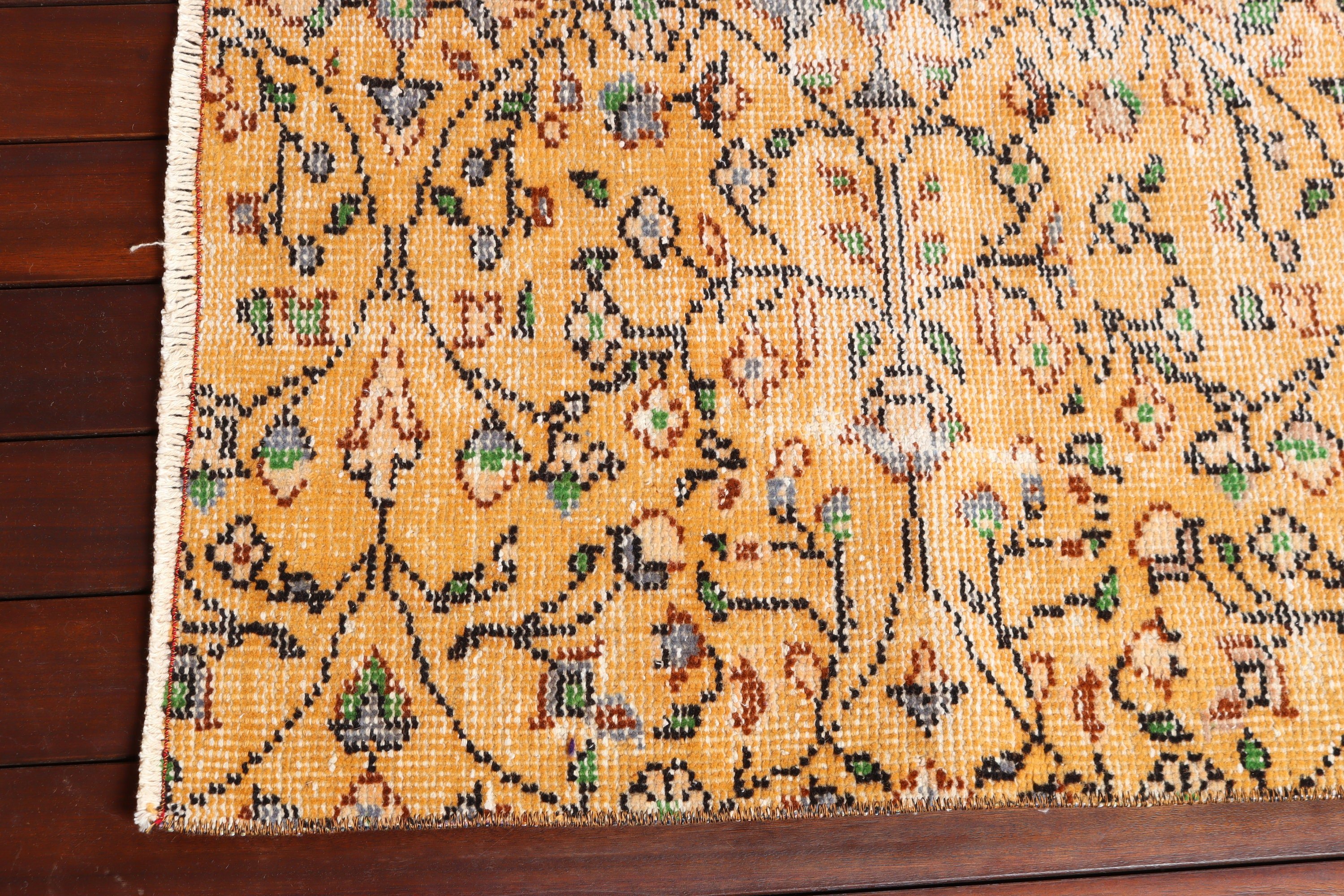 Turuncu Yün Halı, Vintage Halı, Yatak Odası Halısı, El Dokuma Halılar, 3,3x6,3 ft Accent Halı, Türk Halısı, Vintage Accent Halıları, Boho Accent Halıları