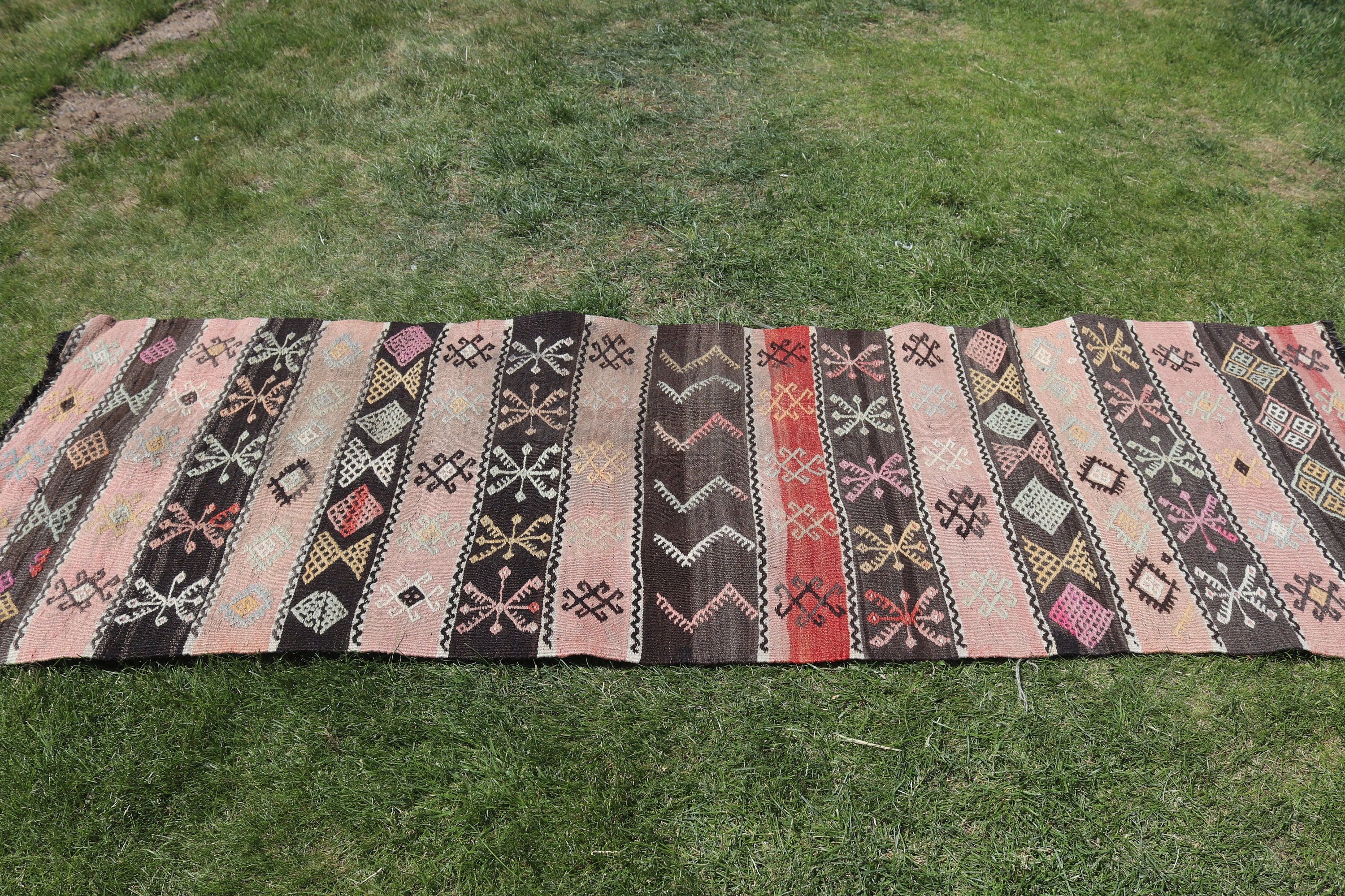 Pembe Mutfak Halıları, Yer Halıları, Türk Halısı, Kilim, Koridor Halısı, Vintage Halılar, Koridor Halıları, Yatak Odası Halıları, 2.6x7.9 ft Yolluk Halıları