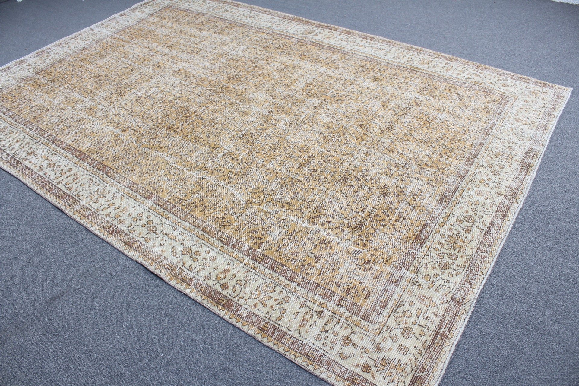 Ev Dekor Halısı, Turuncu Antika Halı, Yatak Odası Halısı, Türk Halıları, Mutfak Halısı, Oturma Odası Halıları, Retro Halı, 6.8x9.9 ft Büyük Halı, Vintage Halılar